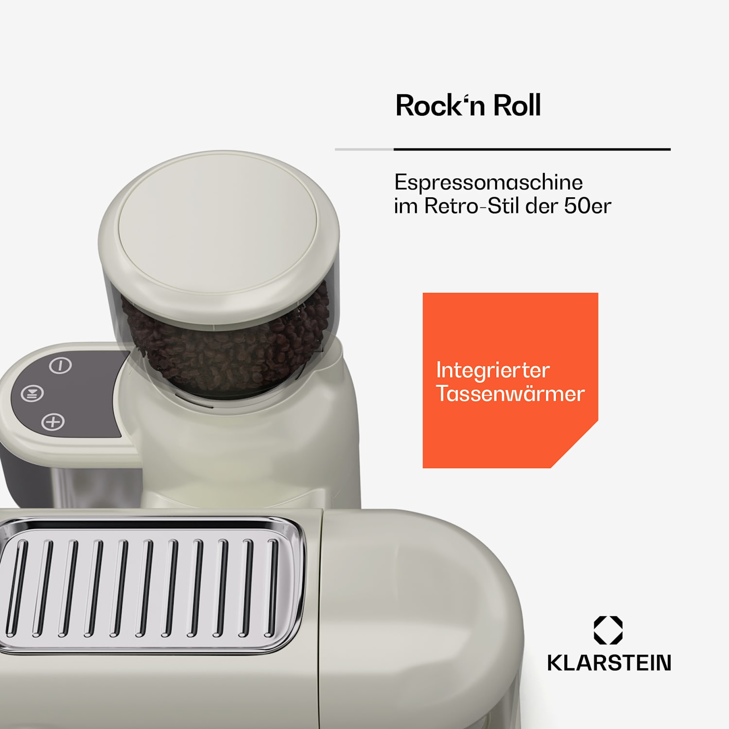 Bella Café Espressomaschine | Vintage | Mahlwerk | 19 bar | Milchschaum | 2 Tassen | 1550 W 