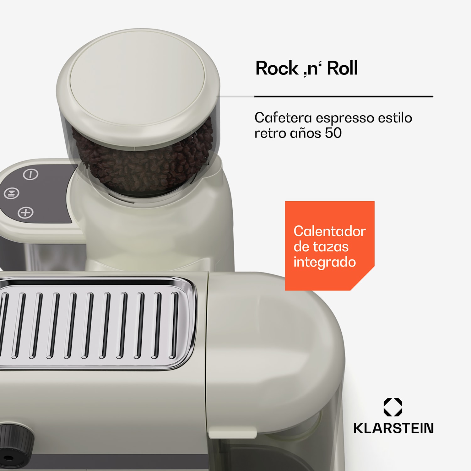 Bella Café Cafetera espresso | Vintage | Molinillo | 19 bar | Espuma de leche | 2 tazas | 1550 W Crema