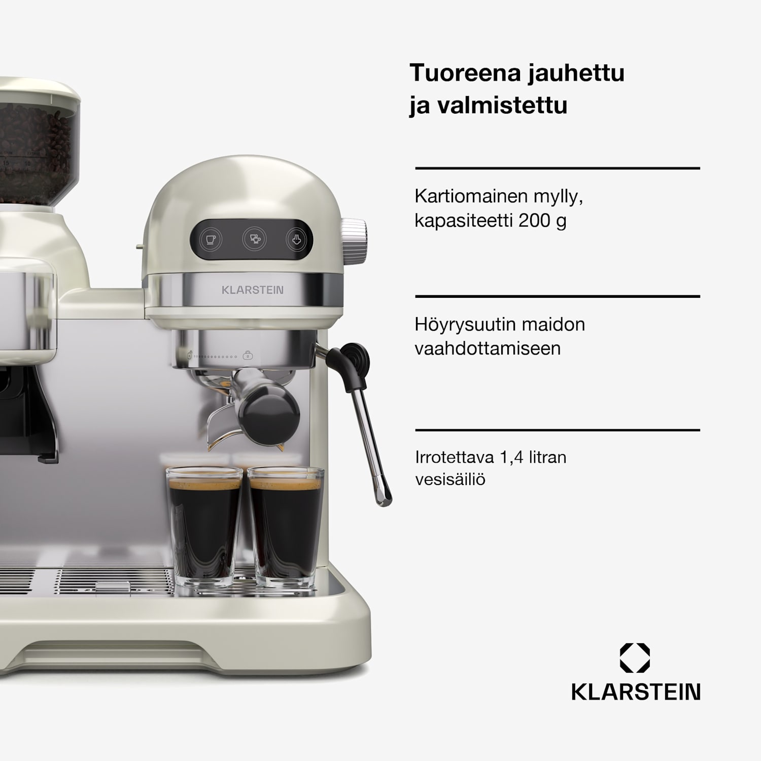 Bella Café espressokeitin | vintage | mylly | 19 bar | maitovaahto | 2 kuppia | 1550 W Kerma