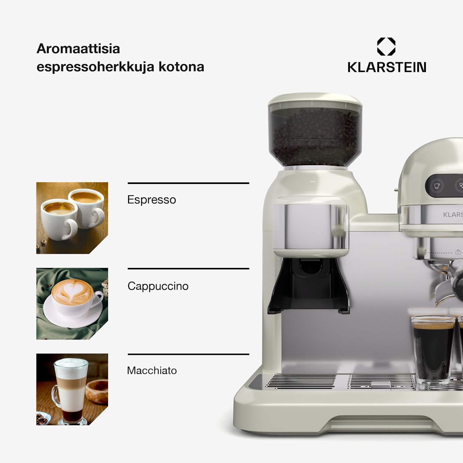 Bella Café espressokeitin | vintage | mylly | 19 bar | maitovaahto | 2 kuppia | 1550 W Kerma