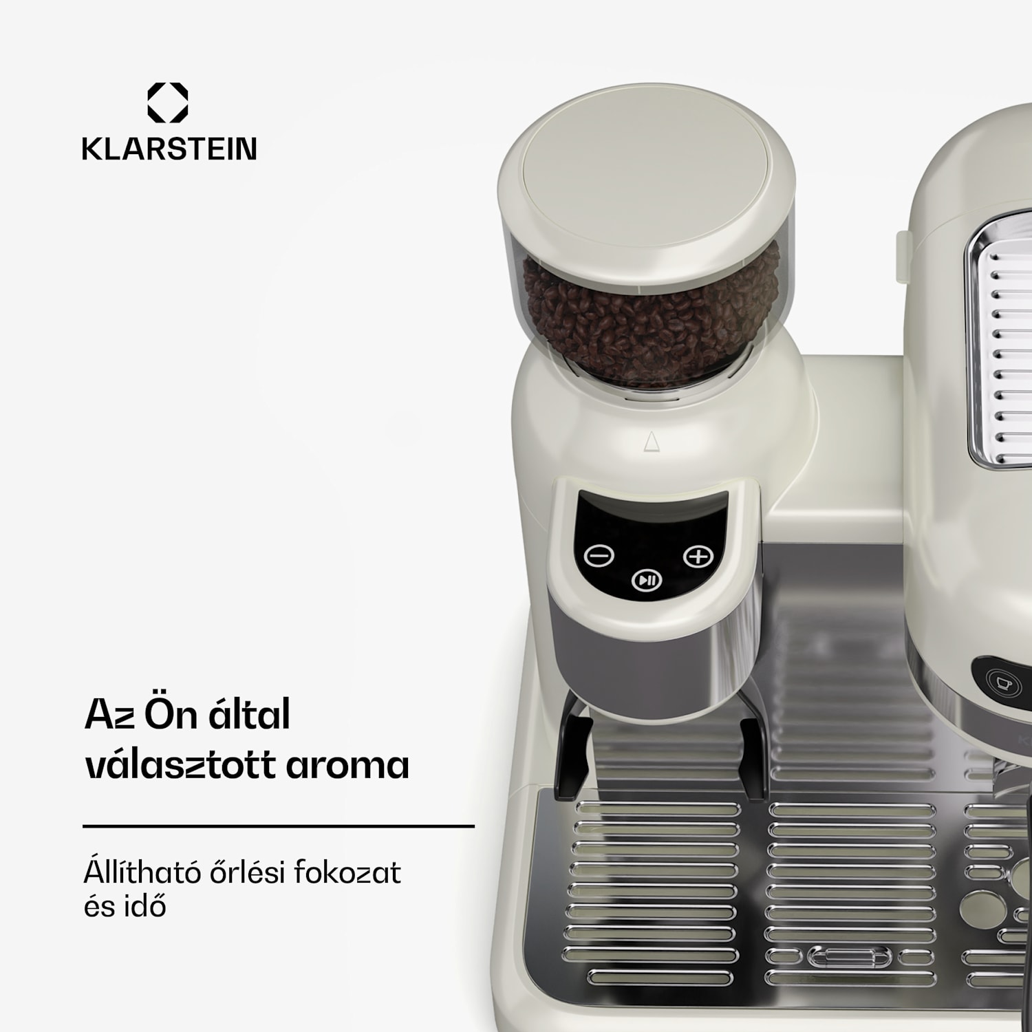 Bella Café karos kávéfőző, Vintage, daráló, 19 bar, Tejhabosító, 2 csésze, 1550 W Krém