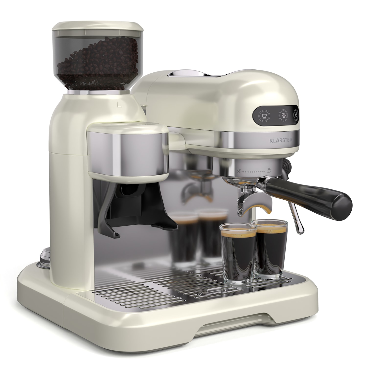 Bella Café Cafetera espresso | Vintage | Molinillo | 20 bar | Espuma de leche | 2 tazas | 1550 W Crema
