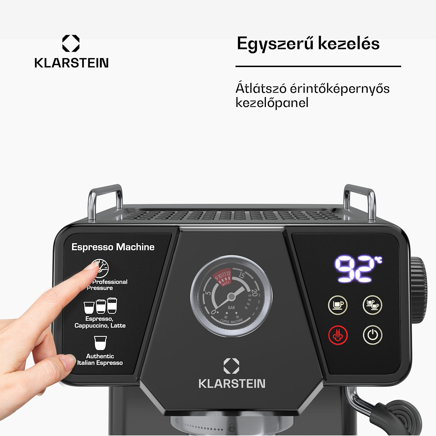 Libeica karos kávéfőző, 1350 W, 19 bar, érintéses vezérlés, rozsdamentes acél, nyomás és hőmérséklet jelző libeica | Fekete