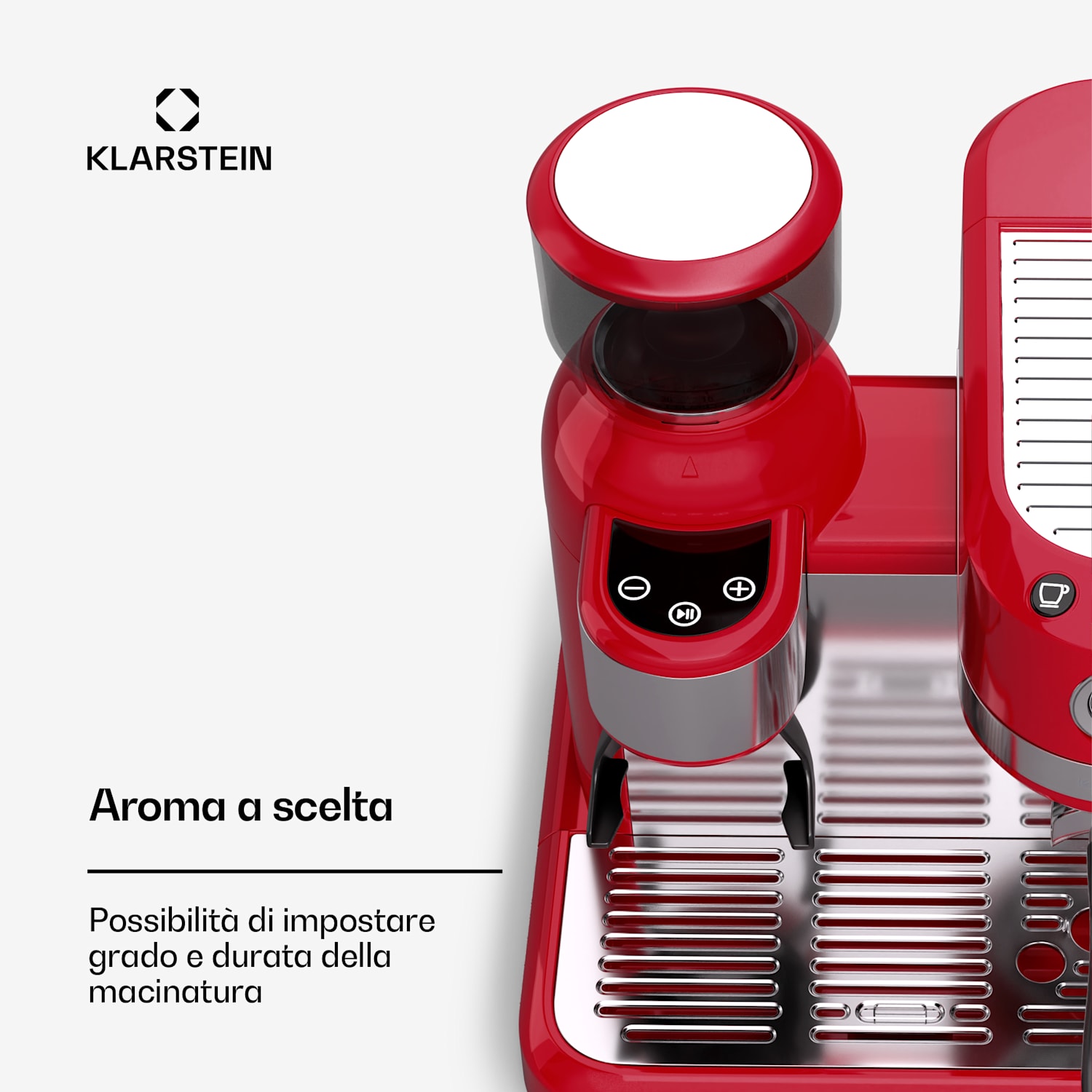 Bella Café - Macchina del caffè | Vintage | Macina | 19 bar | Schiuma di latte | Manometro | 1150 W Rosso