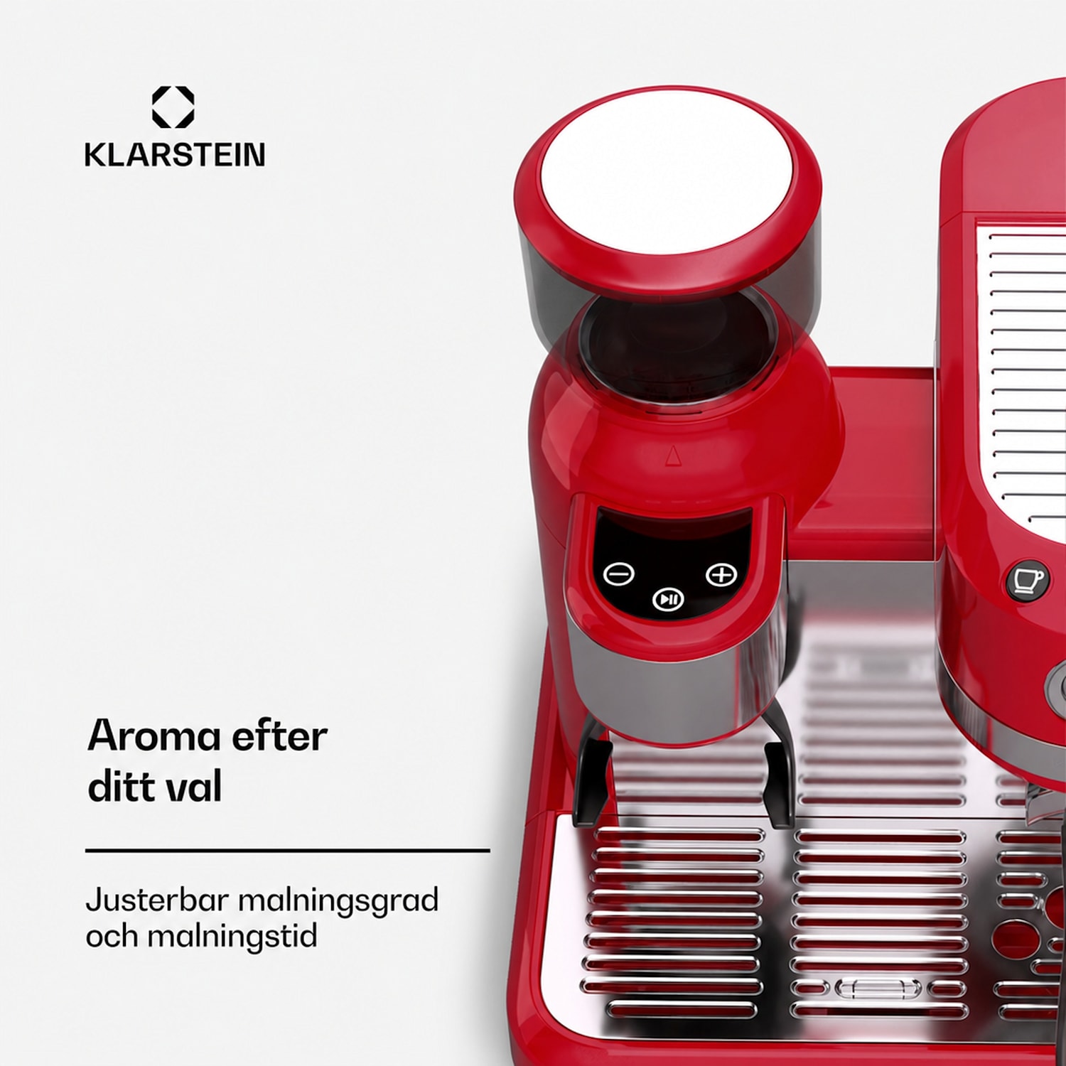 Bella Café espressomaskin | vintage | kaffekvarn | 20 bar | mjölkskummare | tryckmätare | 1550 W Röd