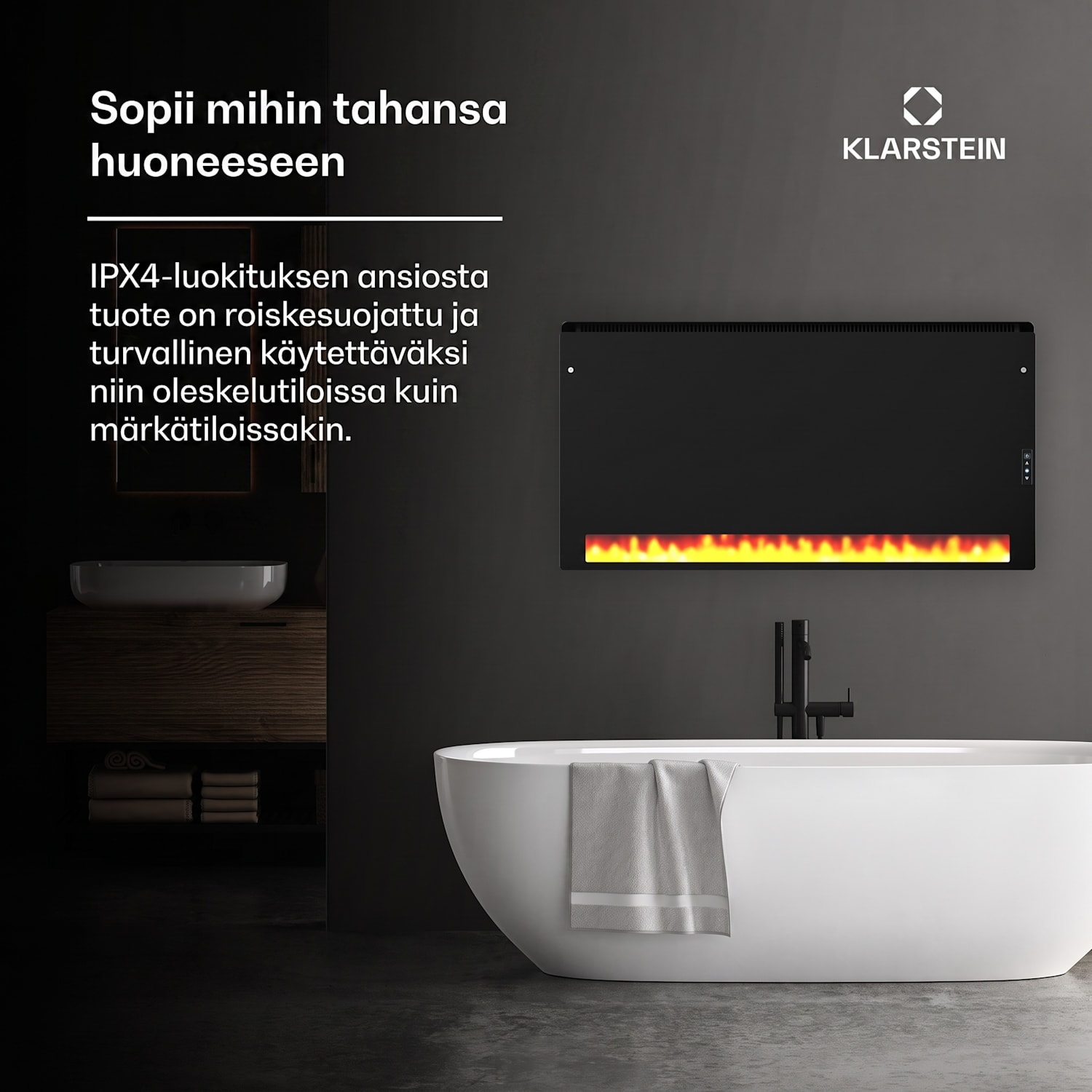 ZenHeat Graphene seinälle asennettava lämmitin 1300 W 70 x 60 cm