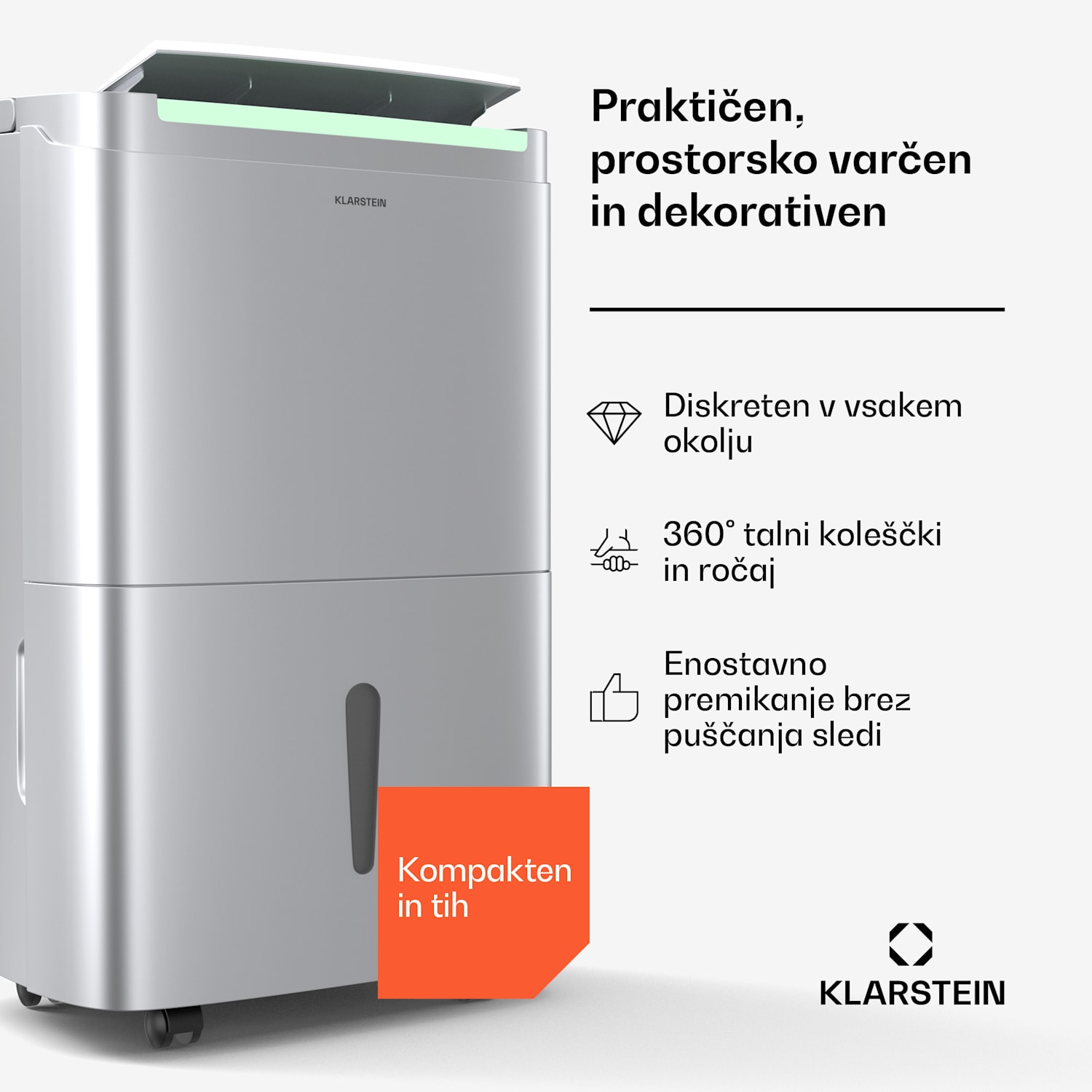 DryFy Connect 40 razvlaževalec zraka, 40 l / dan, 30-45 m², nadzor z uporabo aplikacije, mobilni, rezervoar za vodo 40L/24h | Srebrna