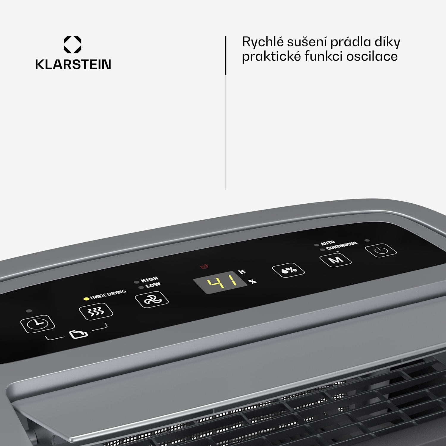 DryFy Connect 50 odvlhčovač vzduchu, 50 l/den, 45-55 m², ovládání pomocí aplikace, mobilní, nádrž na vodu 50L/24h | Stříbrná