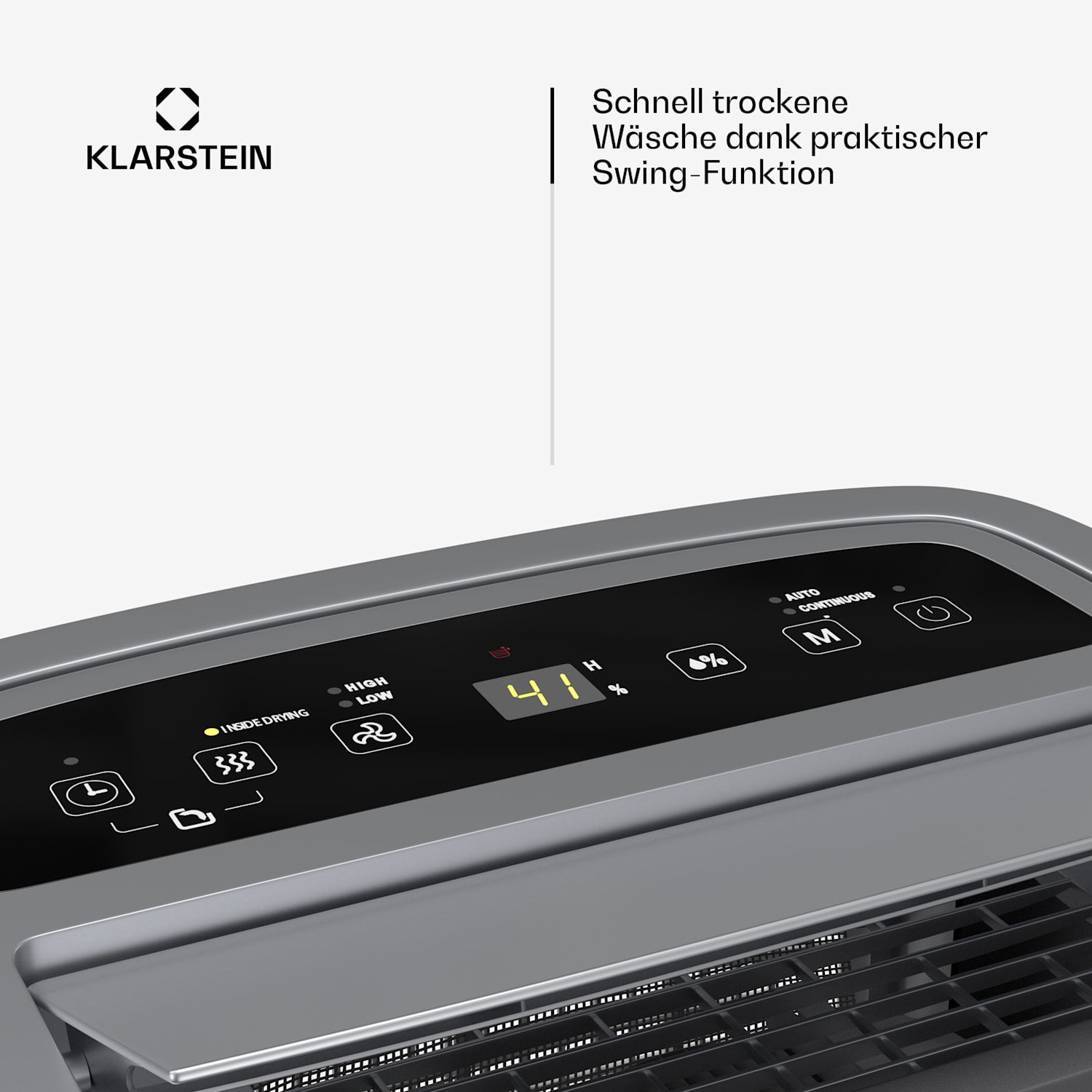 DryFy Connect 50 Dehumidifier | 50 L / Day | 45-55 m² | App Control | Mobile | Water Tank 50L/24h | Silber