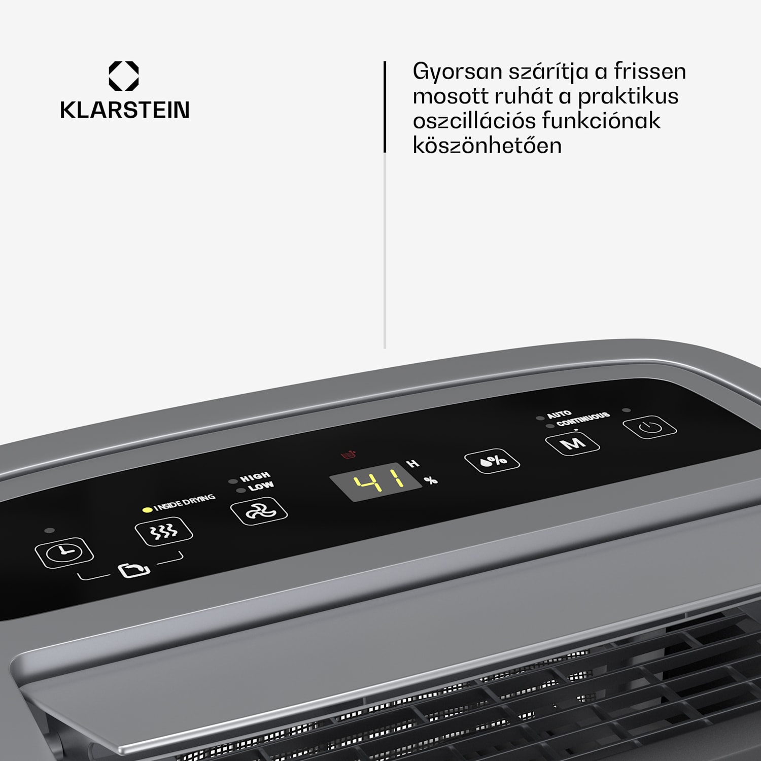 DryFy Connect 50 párátlanító, 50 l / nap, 45-55 m², app vezérlés, mobil, víztartály 50L/24h | Ezüst