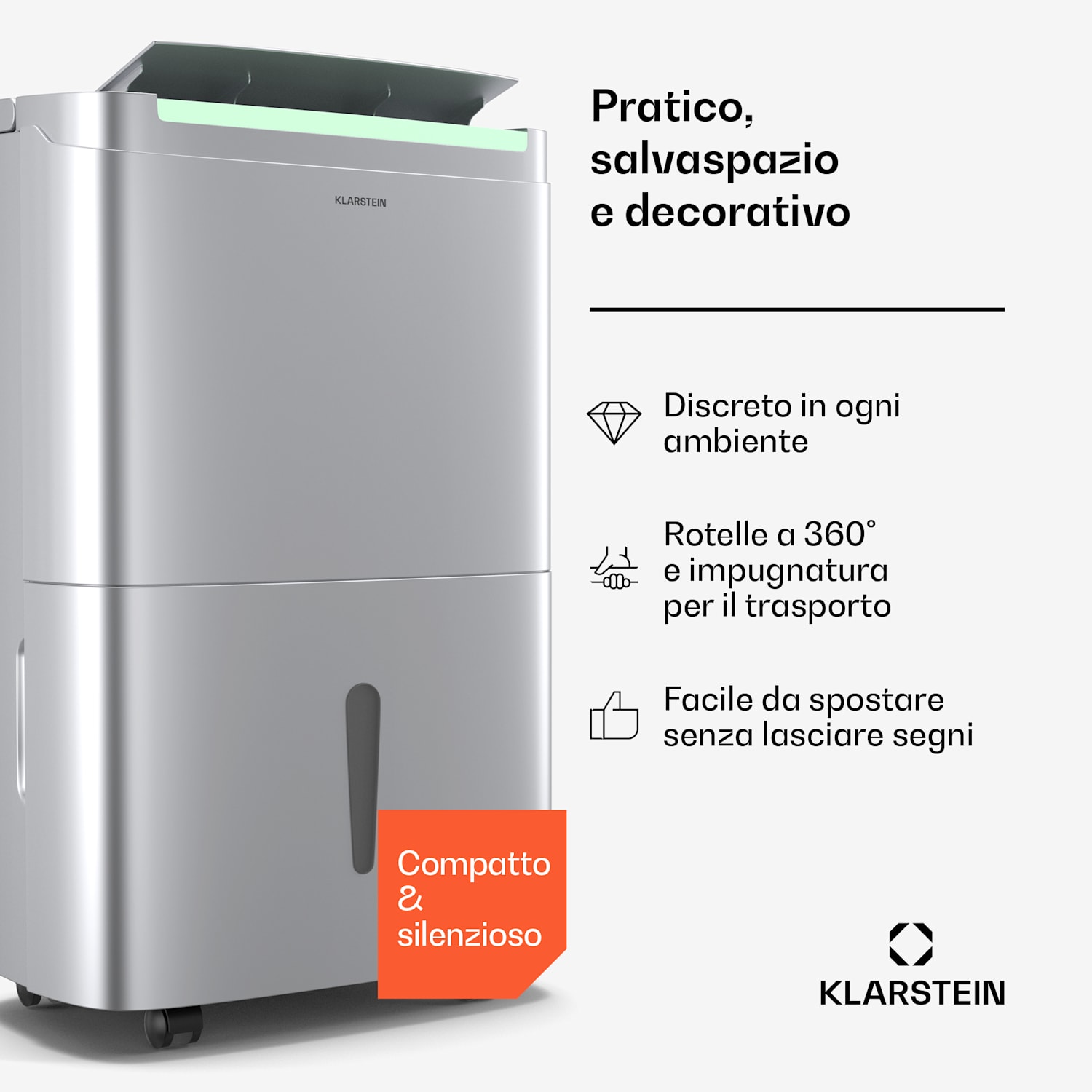 DryFy Connect 50 Deumidificatore | 50 litri / giorno  50L/24h | Argento