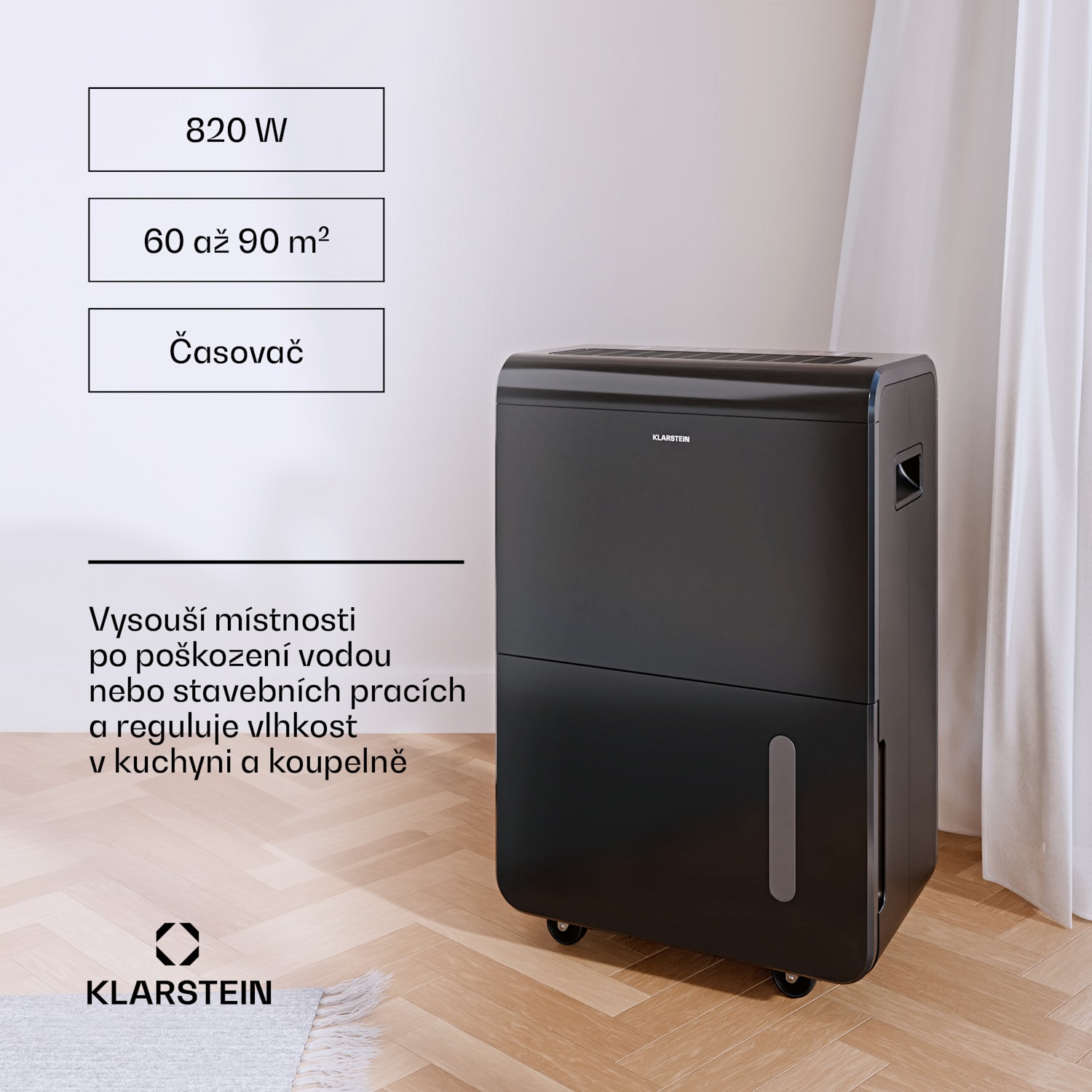 DryFy Connect 70 odvlhčovač vzduchu, 70 l/den, do 90 m², WiFi, ovládání pomocí aplikace, 8 L nádrž na vodu 70L/24h | Antracit