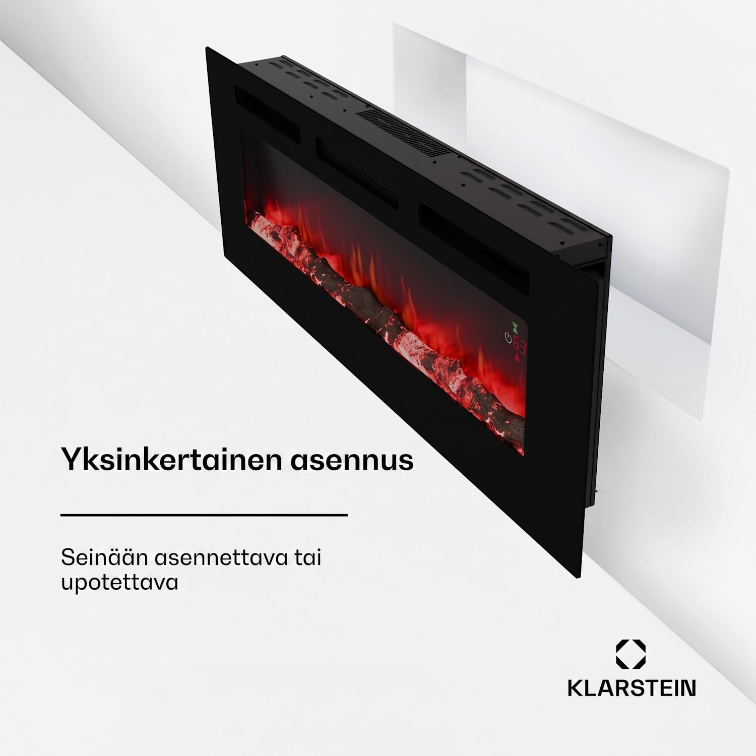 Galeras Smart sähkötakka | 2 lämmitysporrasta | 16–30 °C | LED-liekkitehoste | IoT-yhteensopiva 127x47x12cm | Kyllä | Musta