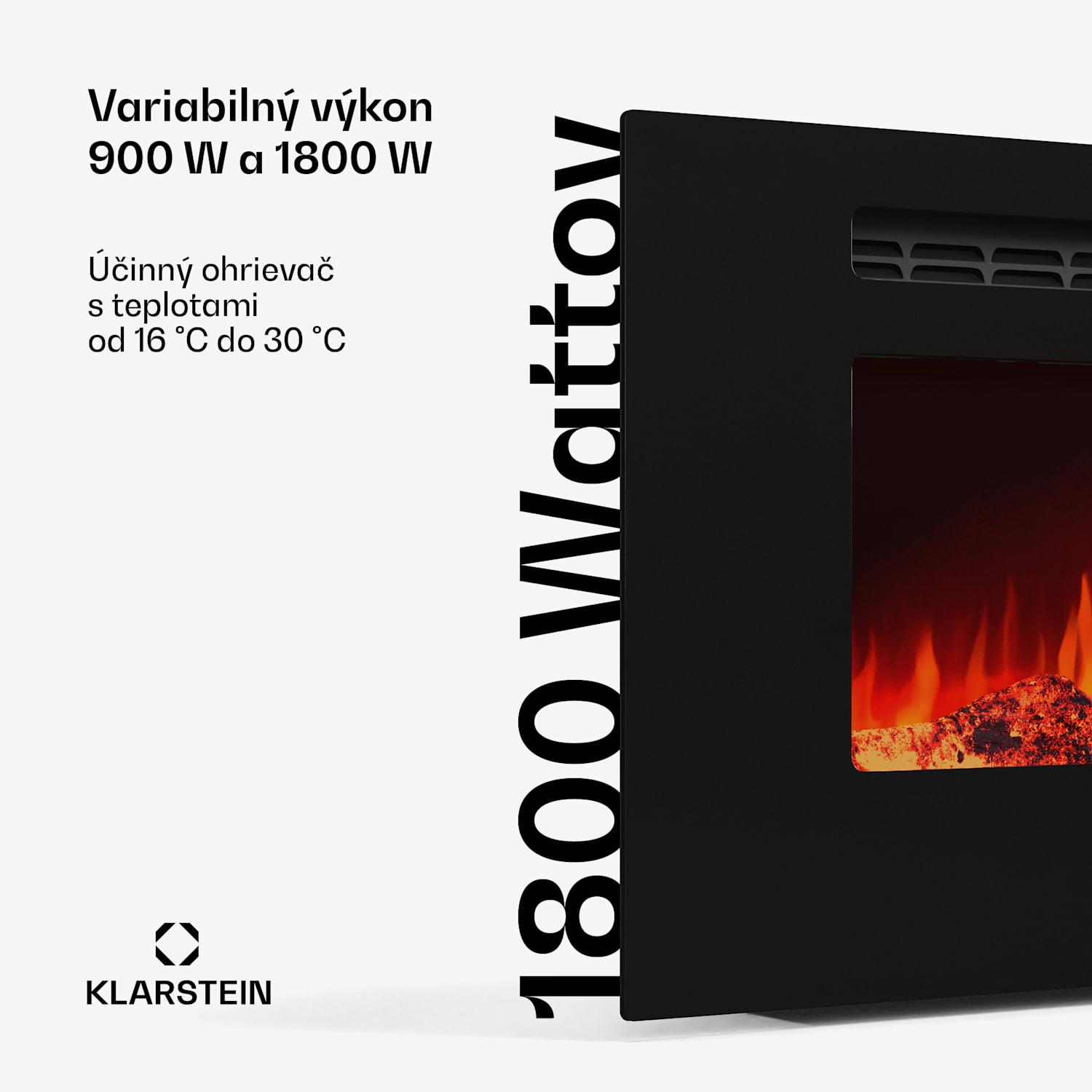 Galeras Smart Inteligentný elektrický krb, 2 nastavenia teploty, 16 - 30°| LED ilúzia plameňa, Možnosť pripojenia k IOT Rozmery 127 x 47 x 12 cm | Áno | Čierna