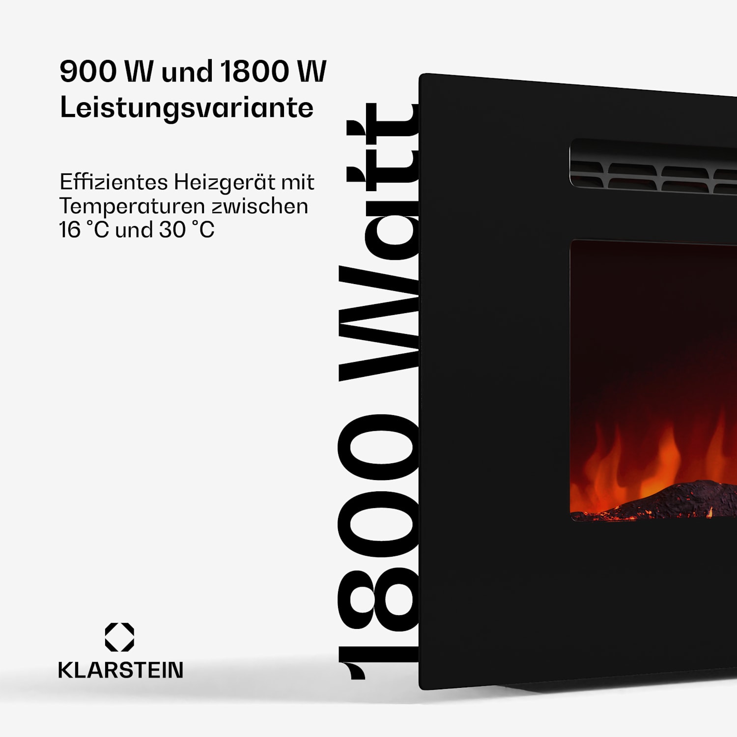Galeras Smart cheminée électrique | 2 niveaux de chauffage | 16 - 30°| flammes LED | compatible IOT 178x47x12cm | Oui | Noir