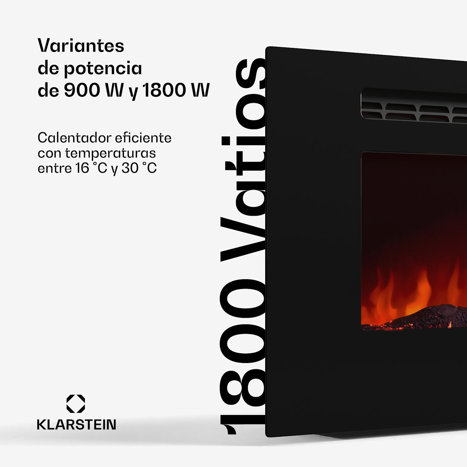 Chimenea eléctrica inteligente Galeras | 2 ajustes de calor | 16 - 30°| Ilusión de llama LED | Capaz de IOT 178 x 47 x 12 cm | Sí | Negro