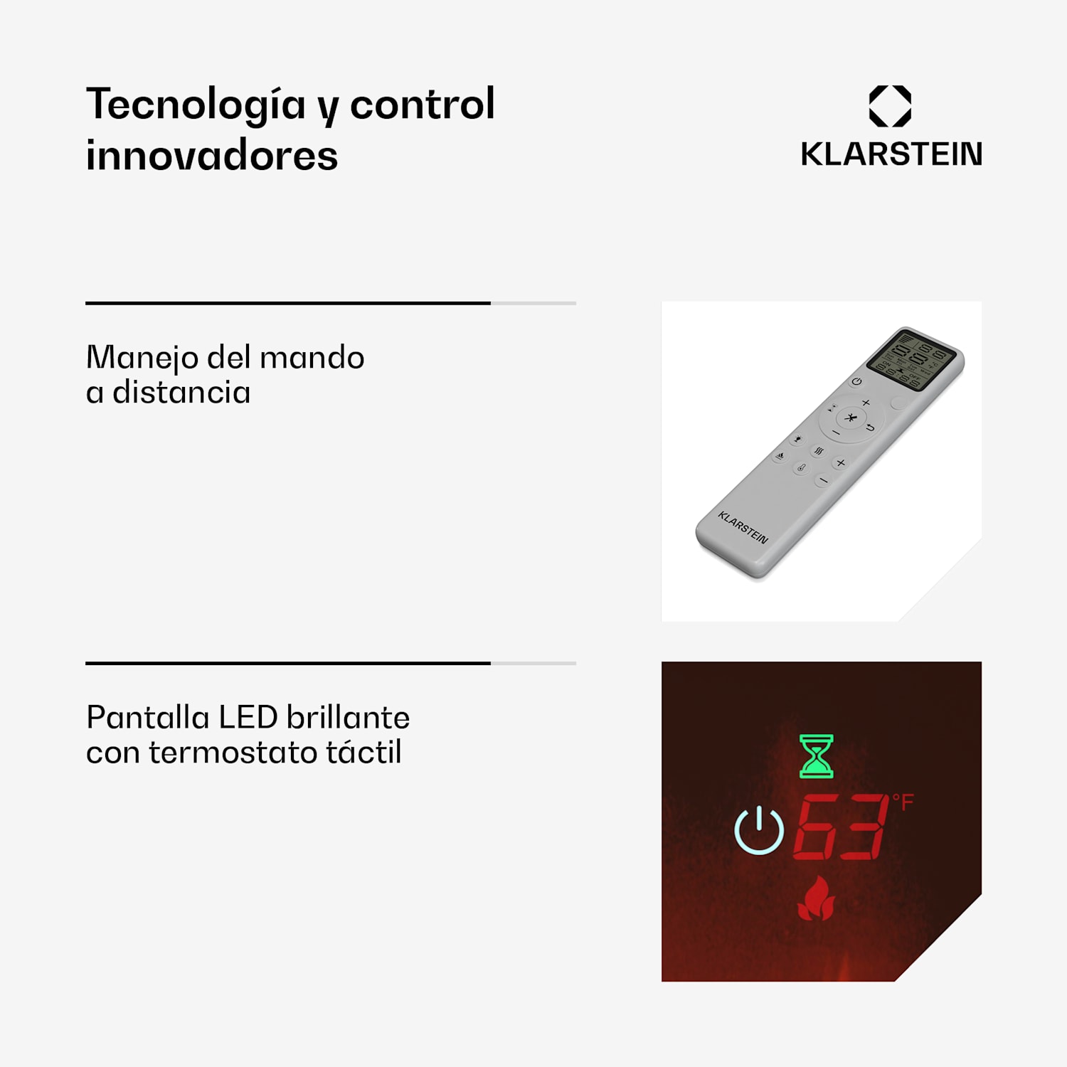 Chimenea eléctrica inteligente Galeras | 2 ajustes de calor | 16 - 30°| Ilusión de llama LED | Capaz de IOT 178 x 47 x 12 cm | Sí | Negro