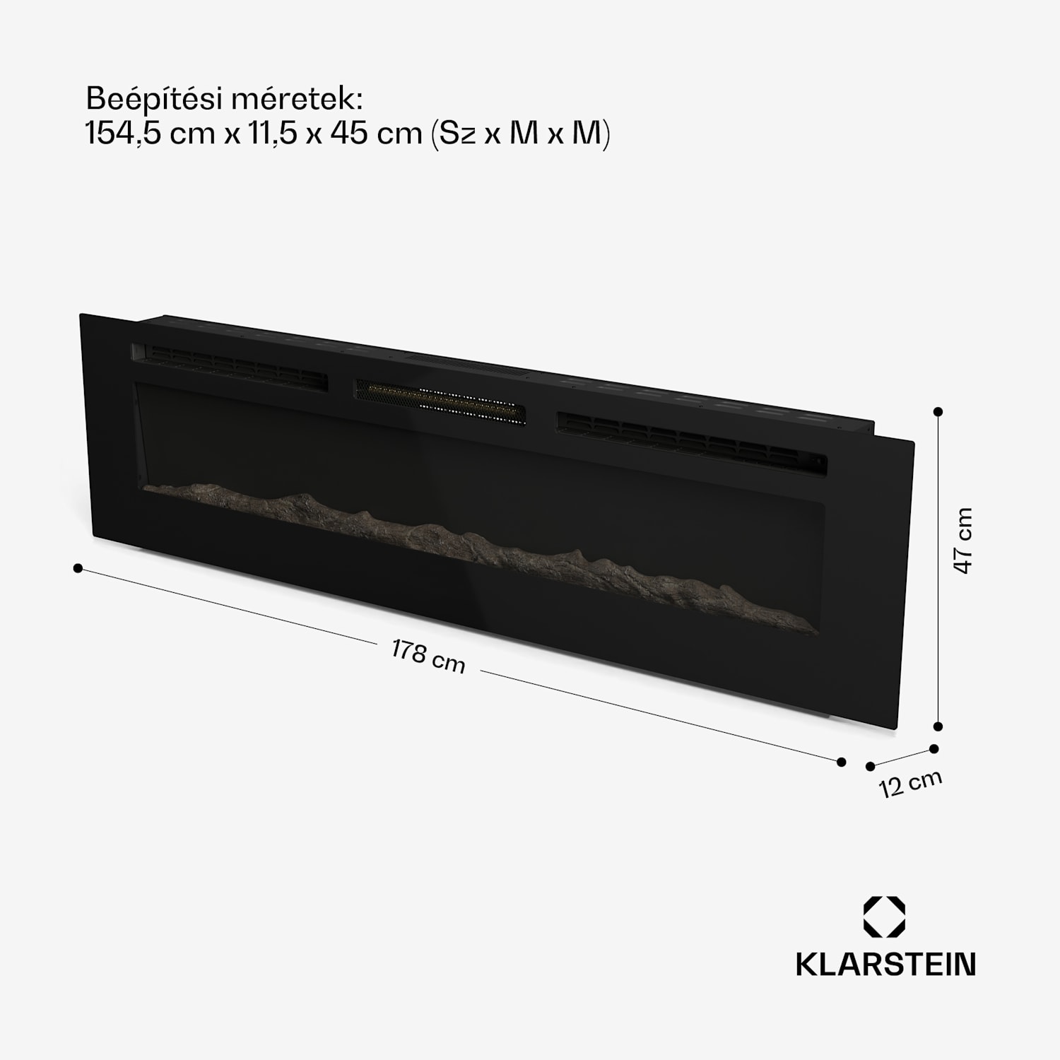 Galeras Smart Intelligens elektromos kandalló, 2 hőmérséklet beállítás, 16 - 30°, LED lángillúzió, IOT csatlakozási lehetőség 178x47x12 cm | Igen | Fekete