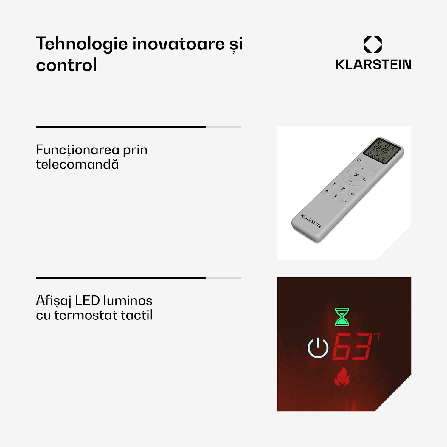 Șemineu electric inteligent Galeras Smart, 2 setări de temperatură, 16 - 30°| Iluzia flăcării LED, Opțiune de conectare IOT 178x47x12cm | Da | Negru