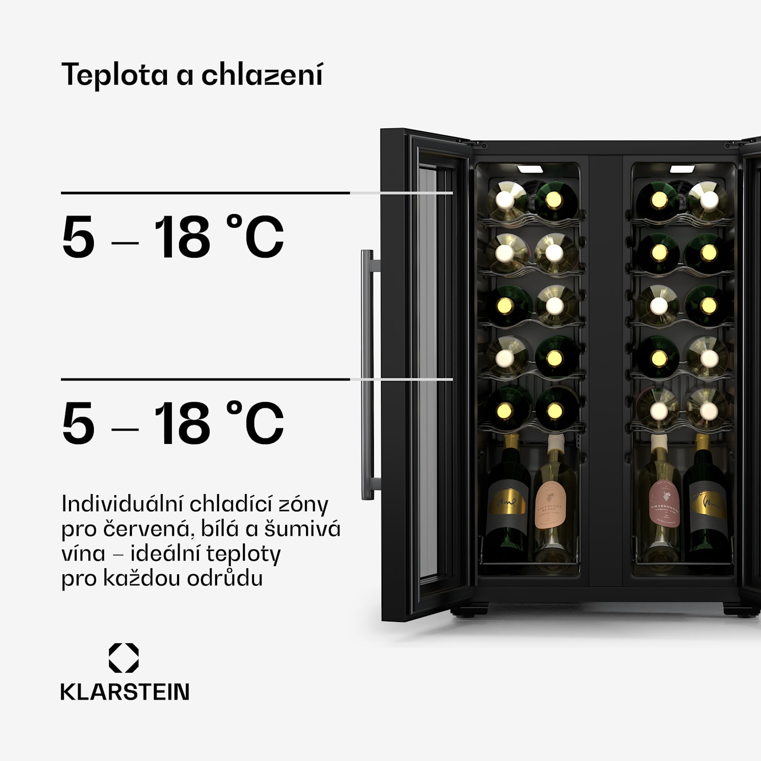 Shiraz Weinkühlschrank| 2 Kühlzonen, Touch-Steuerung, LED-Beleuchtung, freistehend 