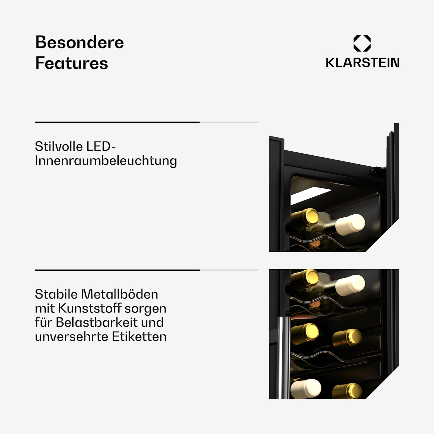 Shiraz Weinkühlschrank| 2 Kühlzonen | Touch-Steuerung | LED-Beleuchtung | freistehend 24 Flaschen | 2 Kühlzonen | Schwarz