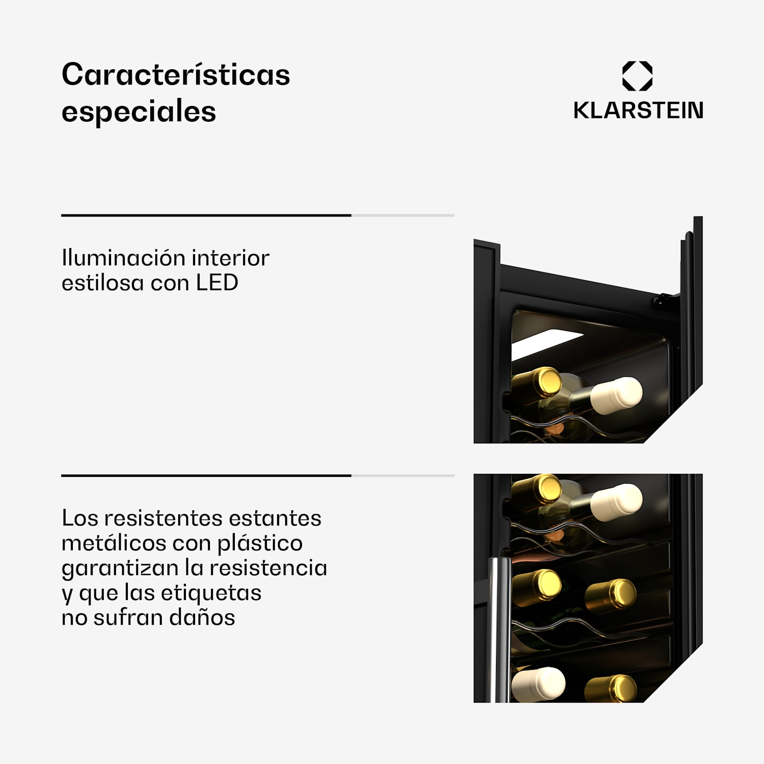 Frigorífico para vino Shiraz | 2 zonas de enfriamiento | control táctil | iluminación LED | independiente 