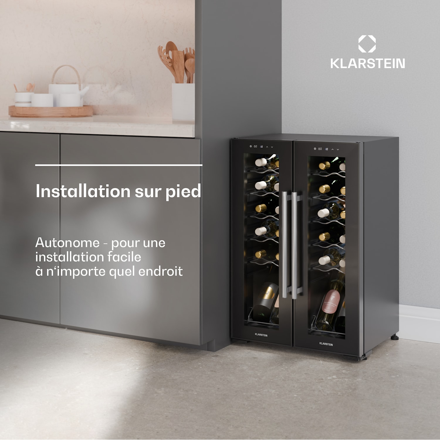 Shiraz cave à vin| 2 zones de réfrigération | Commande tactile | Eclairage LED | Autonome 24 bouteilles | 2 zones de conservation | Noir