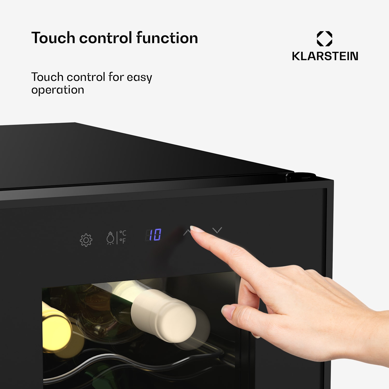 Shiraz-viinikaappi | 2 jäähdytysaluetta | kosketusohjaus | LED-valaistus | vapaasti seisova 24 pulloa | 2 jäähdytysalue | Musta