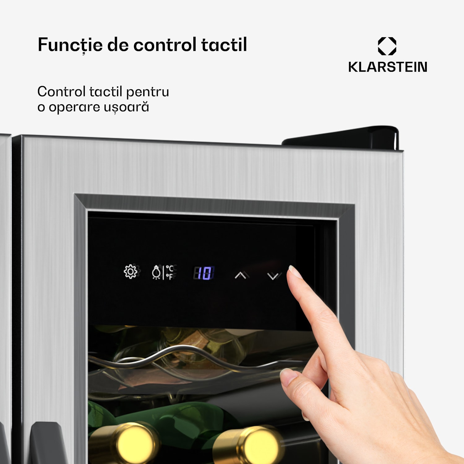 Vinamour frigider pentru vinuri, 2 zone de răcire, 7 rafturi, control tactil, protecție UV 24 de sticle | 2 | Negru