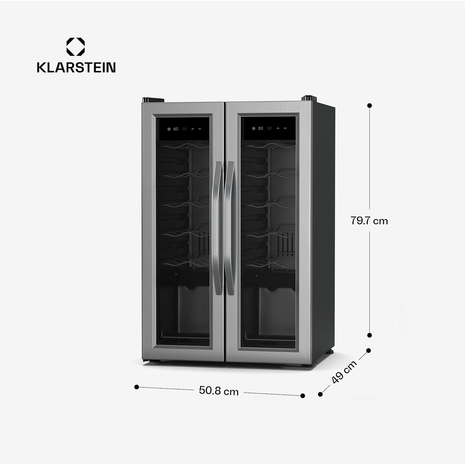Vinamour refrigerador de vino | 2 zonas de enfriamiento | 7 estantes | operación táctil | protección UV 24 botellas