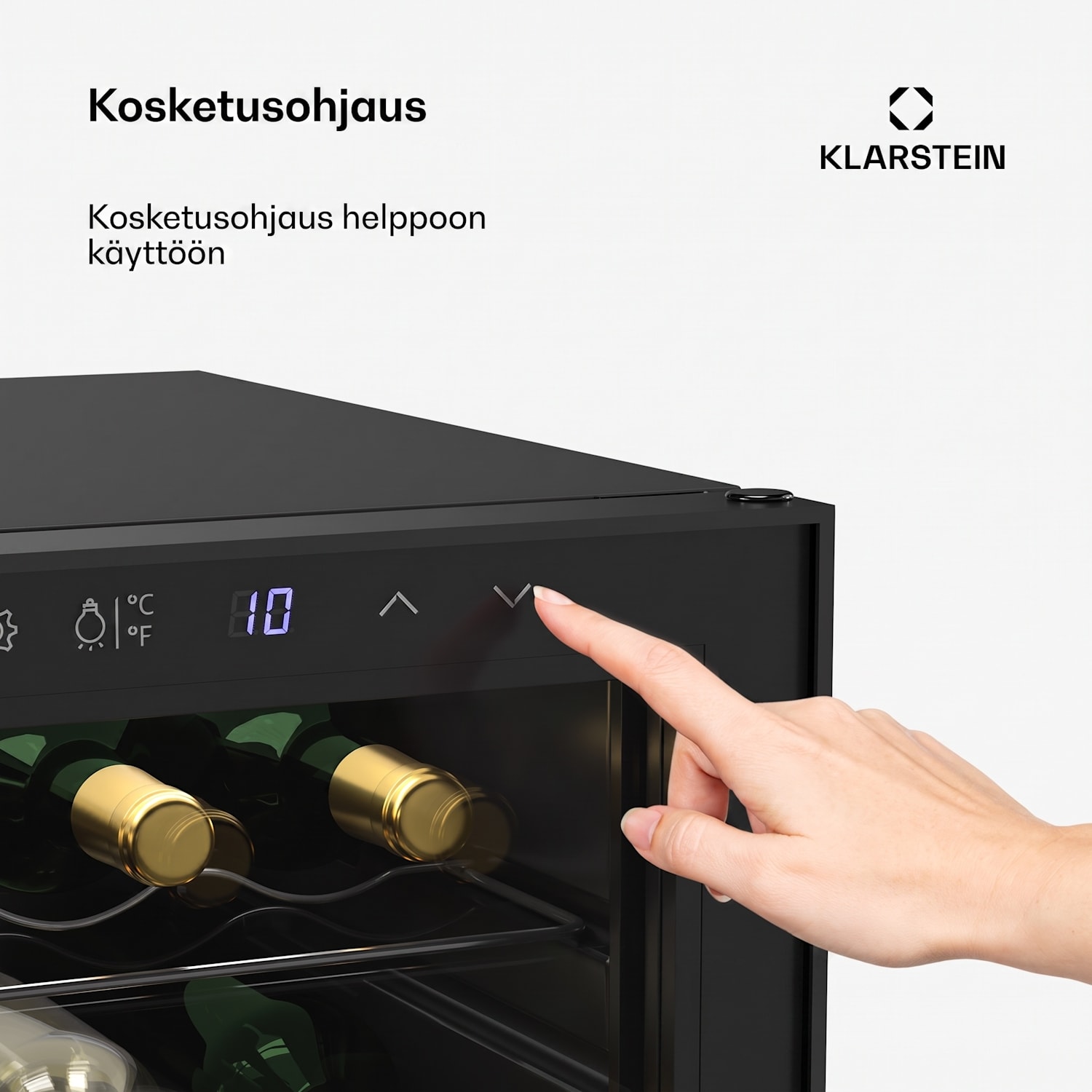 Shiraz-viinikaappi | 2 jäähdytysaluetta | LED-valaistus | kosketusohjaus | vapaasti seisova 36 pulloa | 2 jäähdytysalue | Musta