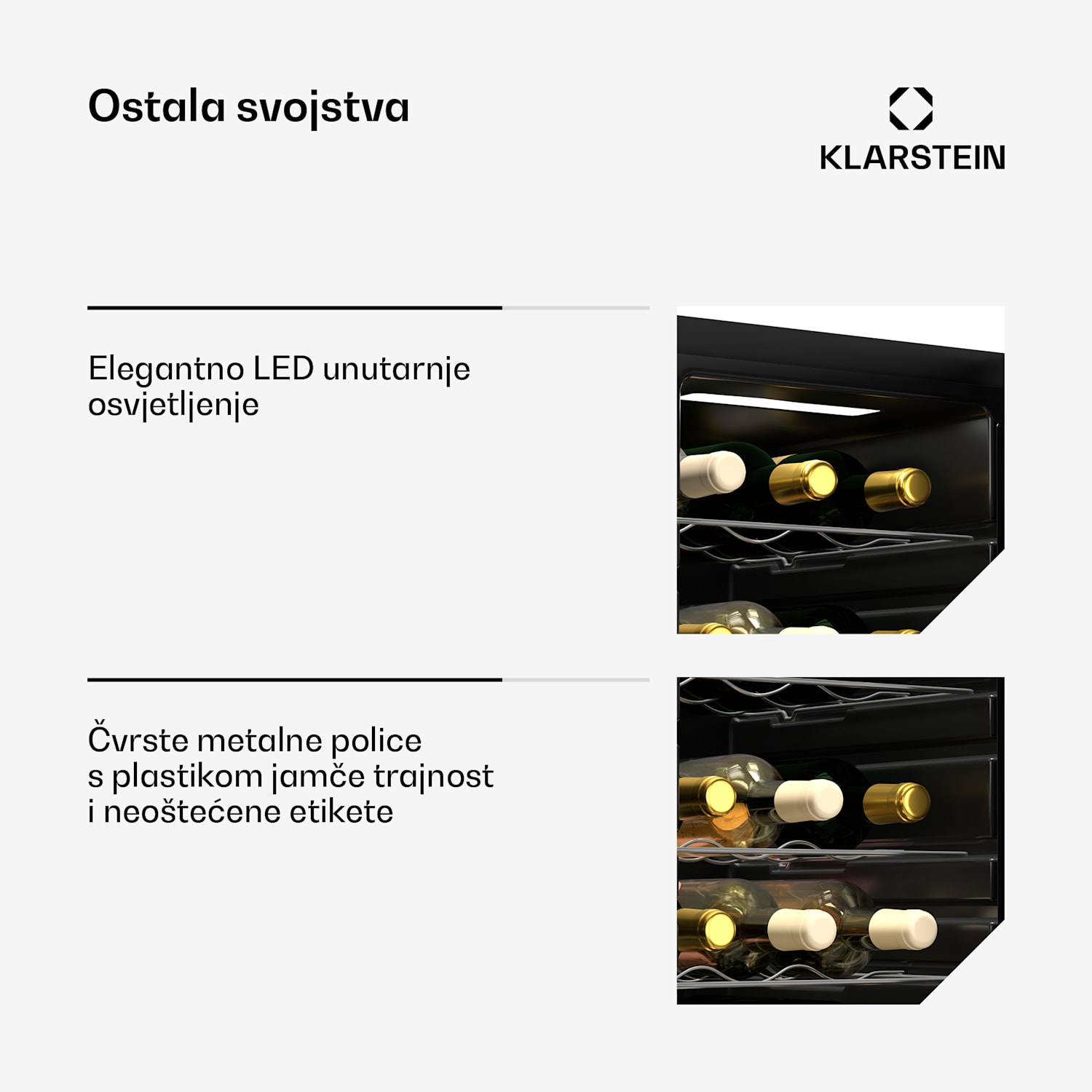 Shiraz hladnjak za vino, 2 rashladne zone, LED osvjeljenje, upravljanje dodirom, samostojeći 36 boca | 2 | Crna