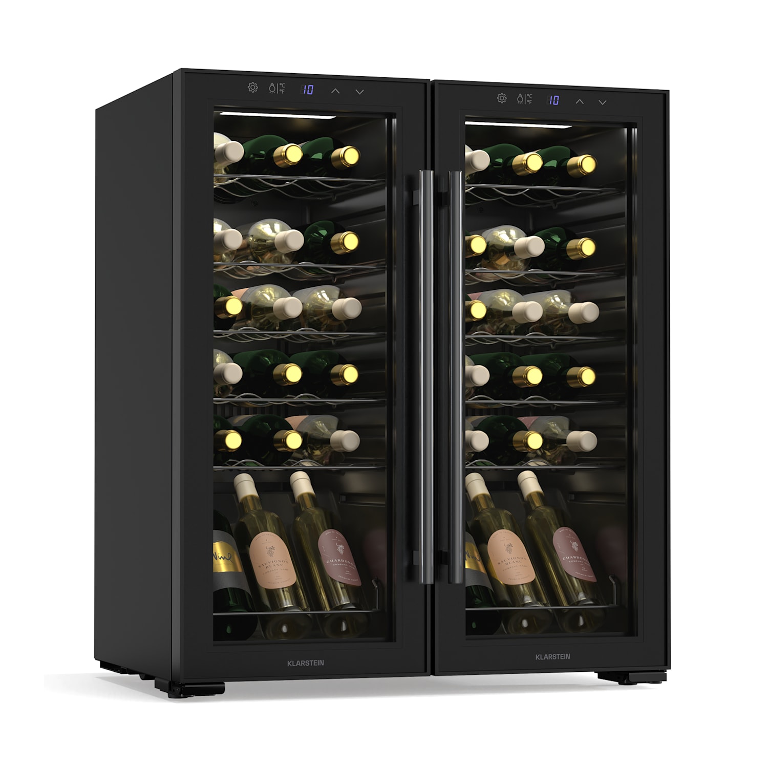 Frigorífico para vinos Shiraz | 2 zonas de enfriamiento | Iluminación LED | Control táctil | Independiente 2 zonas de refrigeración | 36 botellas | Negro