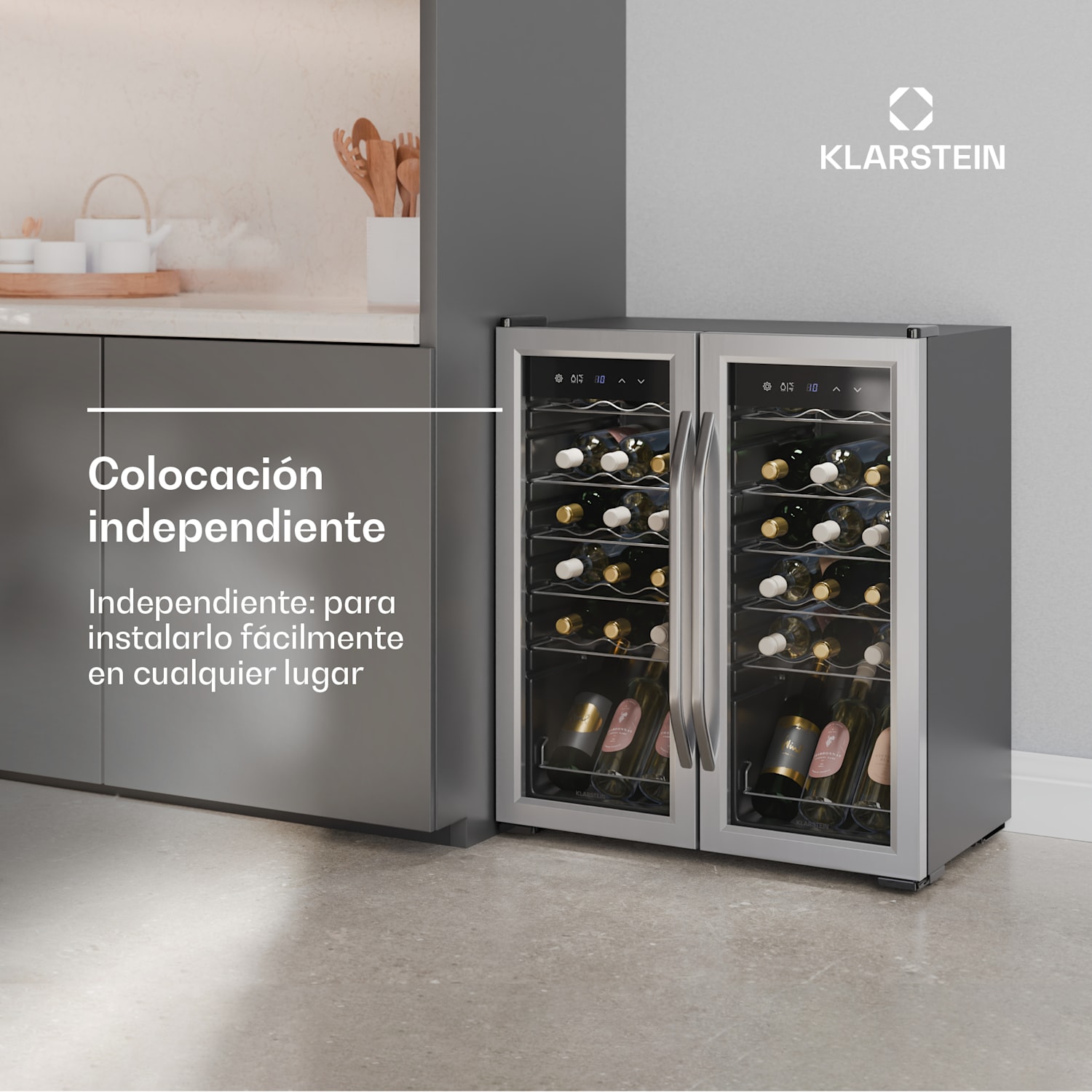 Vinamour refrigerador de vino | 2 zonas de enfriamiento | 7 estantes | operación táctil | protección UV 