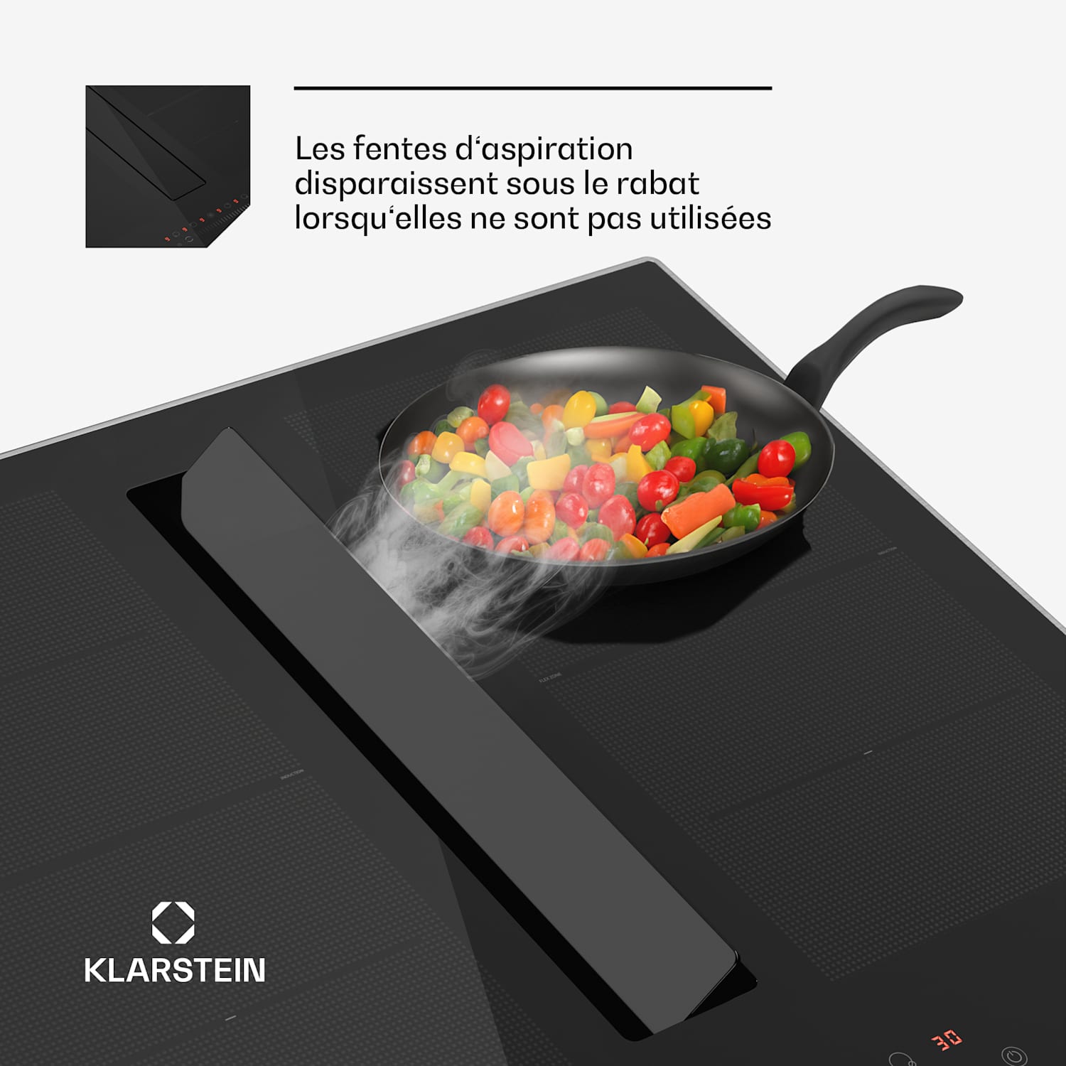 Chef-Fusion Prime Down Air System | 2-in-1 | inductiekookplaat + afzuigkap | krachtig 60 cm | Zwart