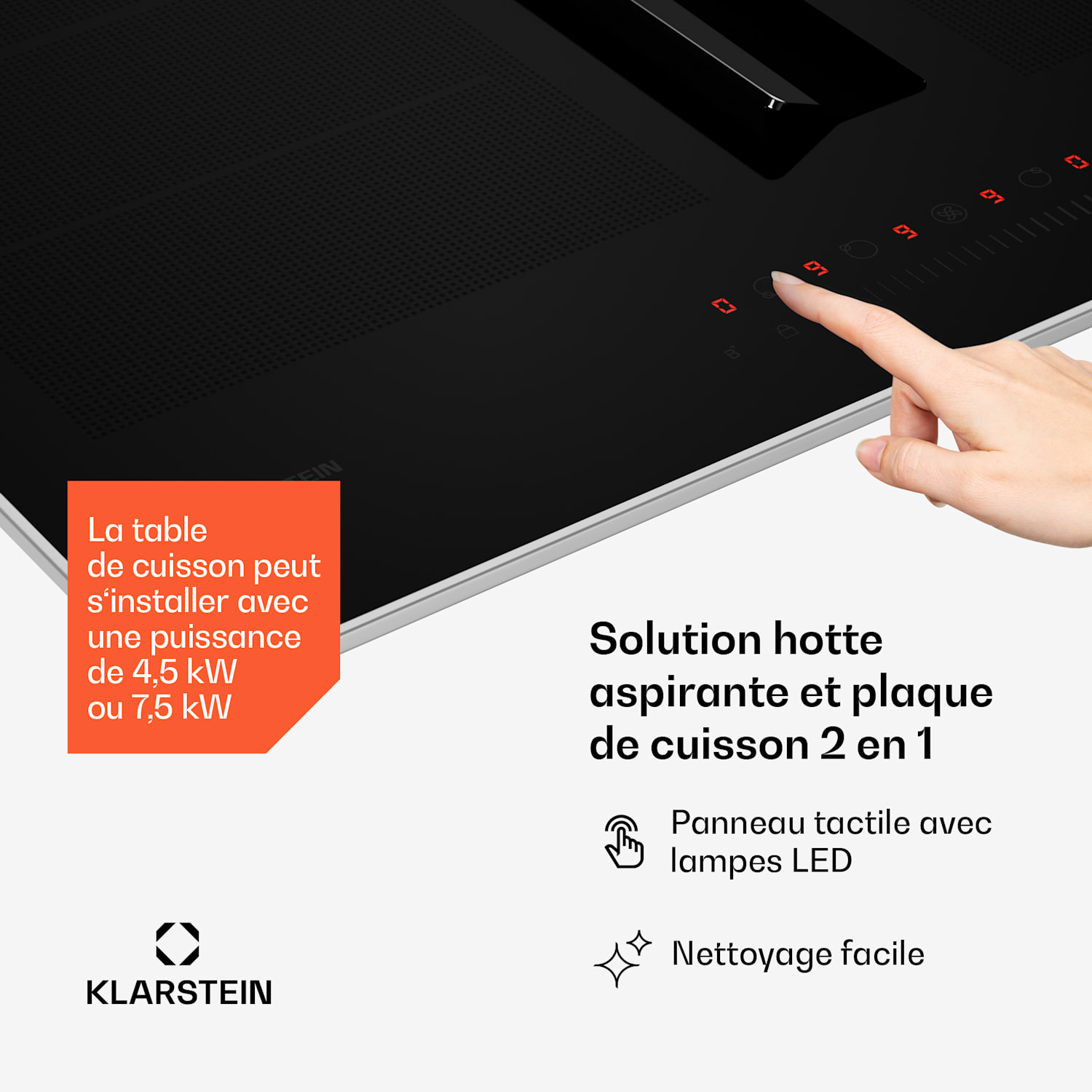 Chef-Fusion Prime Down Air System | 2-in-1 | inductiekookplaat + afzuigkap | krachtig 60 cm | Zwart