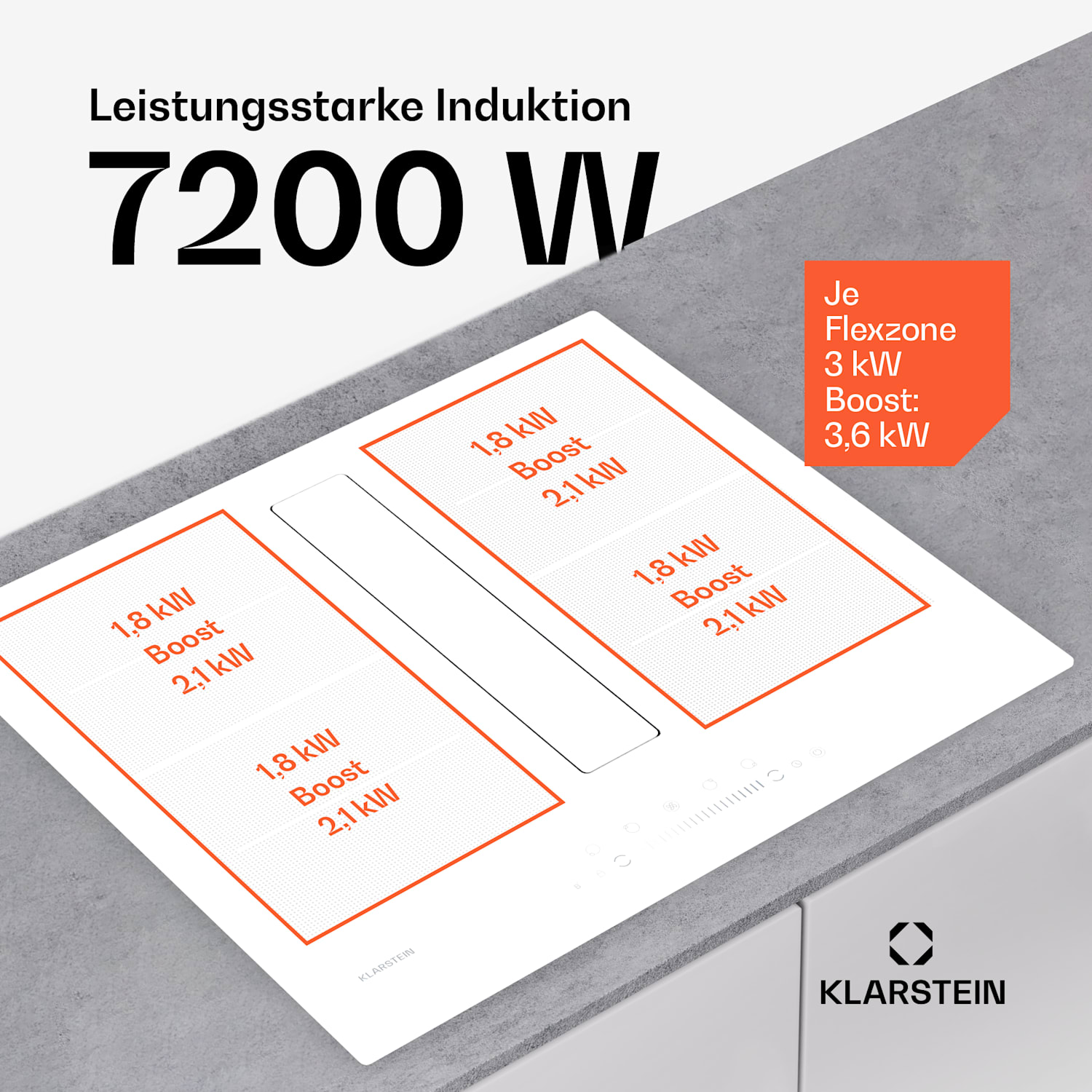 Chef-Fusion Down Air System | 2-in-1 | Induktionskochfeld + Abzugshaube | leistungsstark | 7200 W 