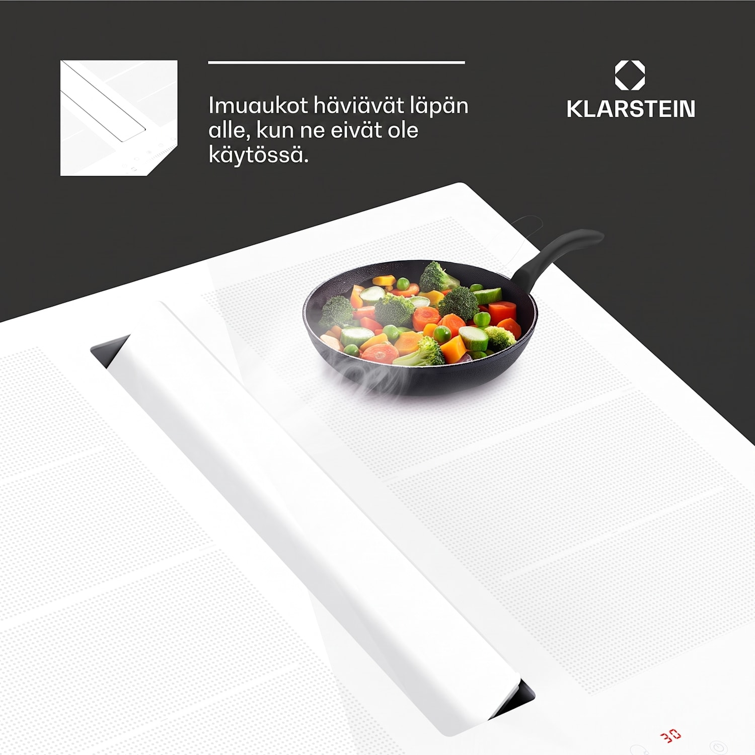 Chef-Fusion Down Air System | 2 in 1 | induktioliesi + liesituuletin | tehokas | 7200 W 60 cm | Valkoinen