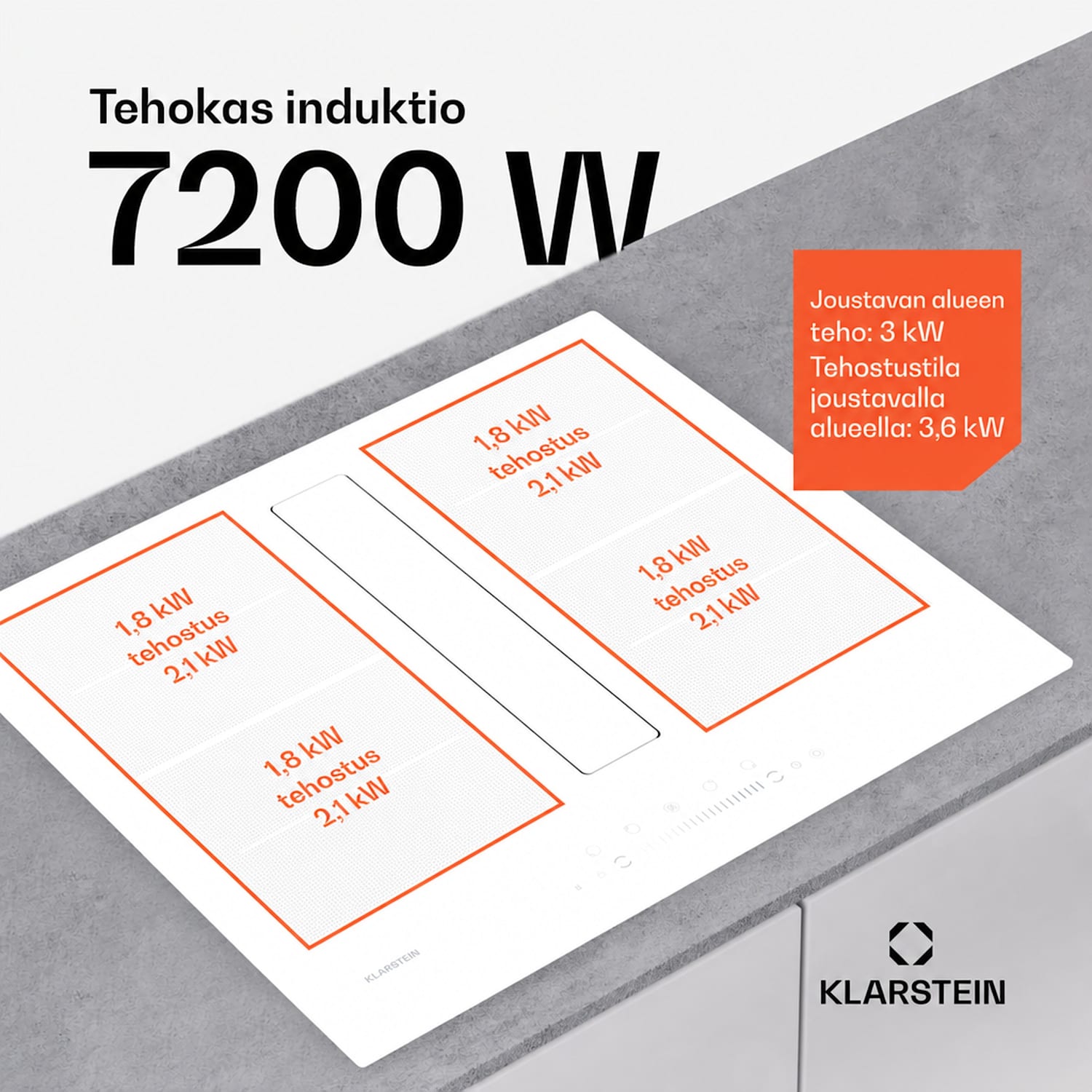 Chef-Fusion Down Air System | 2 in 1 | induktioliesi + liesituuletin | tehokas | 7200 W 60 cm | Valkoinen