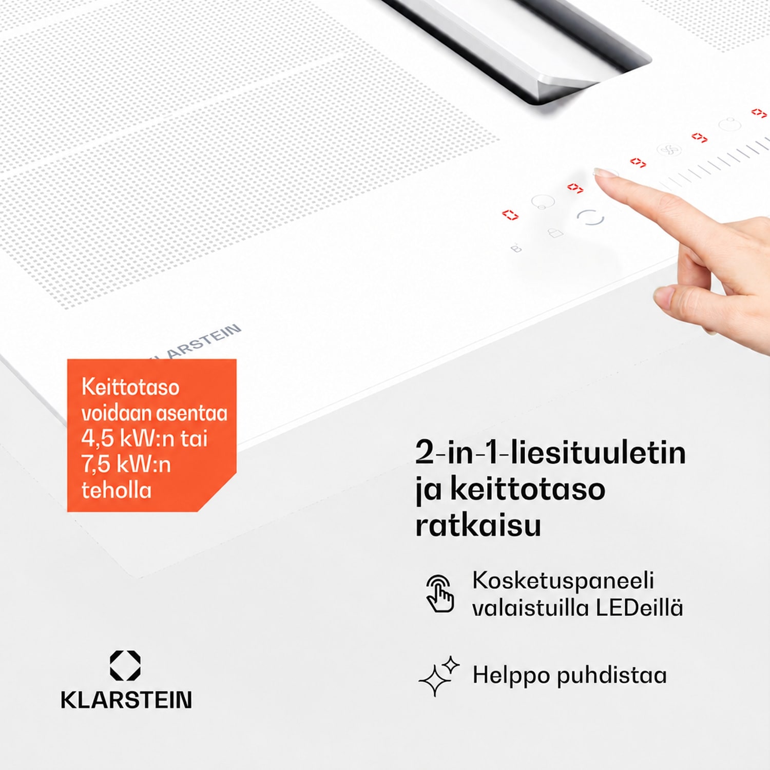 Chef-Fusion Down Air System | 2 in 1 | induktioliesi + liesituuletin | tehokas | 7200 W 60 cm | Valkoinen