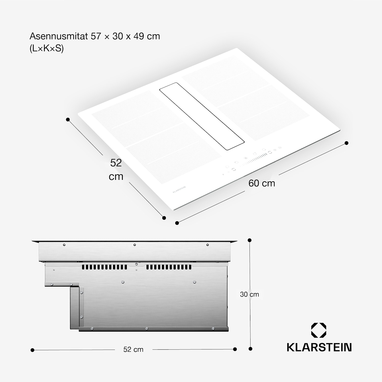 Chef-Fusion Down Air System | 2 in 1 | induktioliesi + liesituuletin | tehokas | 7200 W 60 cm | Valkoinen