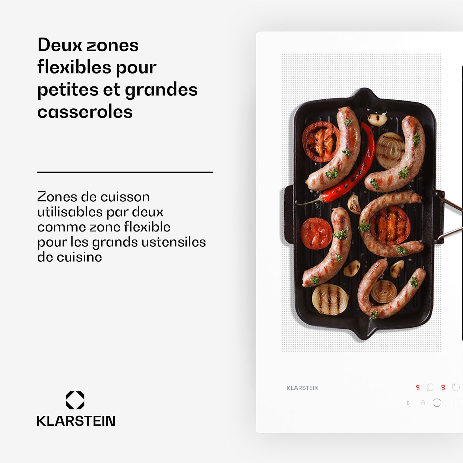 Chef-Fusion Down Air System | 2-en-1 | table à induction + hotte aspirante | puissant | 7200 W 60 cm | Blanc