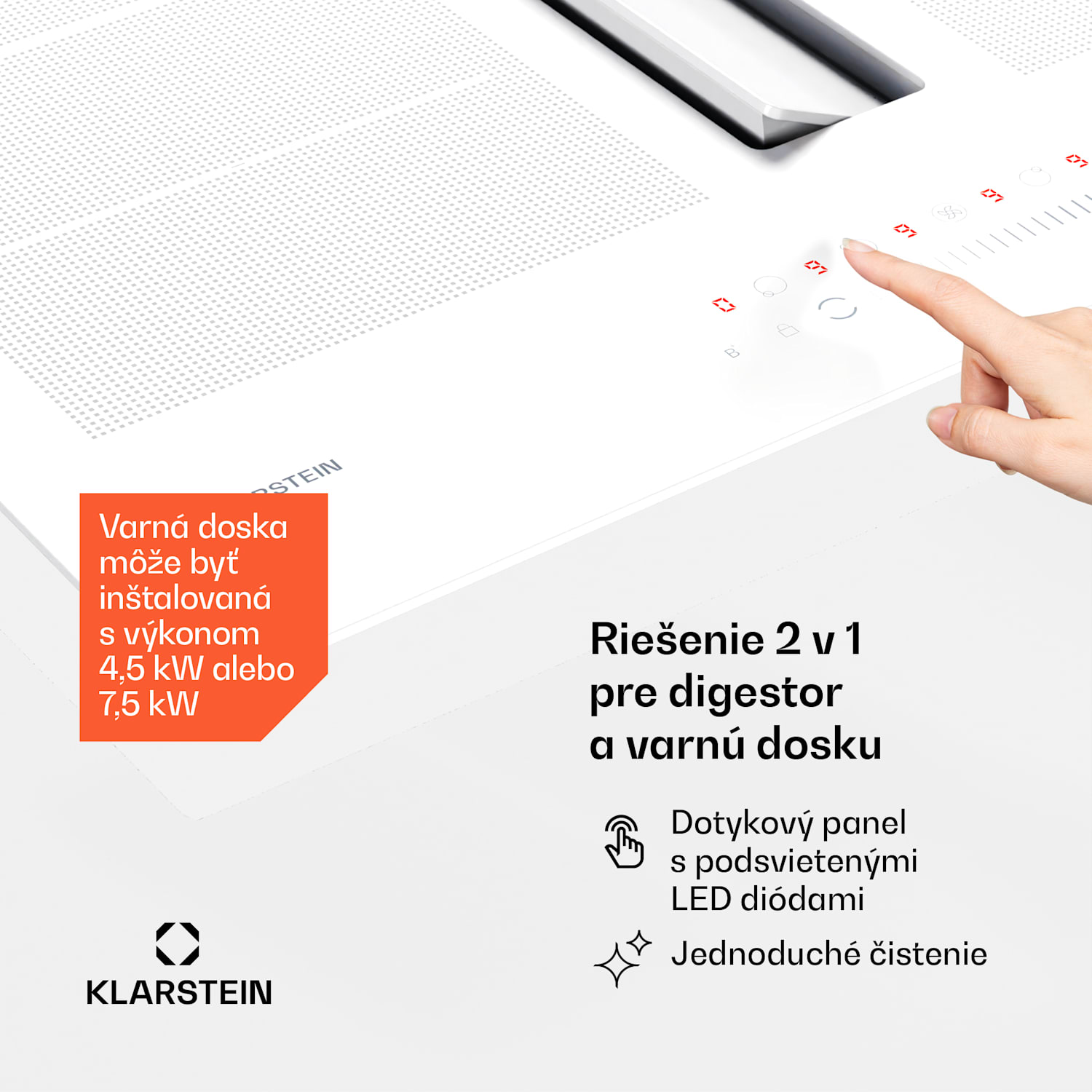 Chef-Fusion Down Air System, 2 v 1, indukčná varná doska + digestor, výkonný, 7200 W 60 cm | Biela