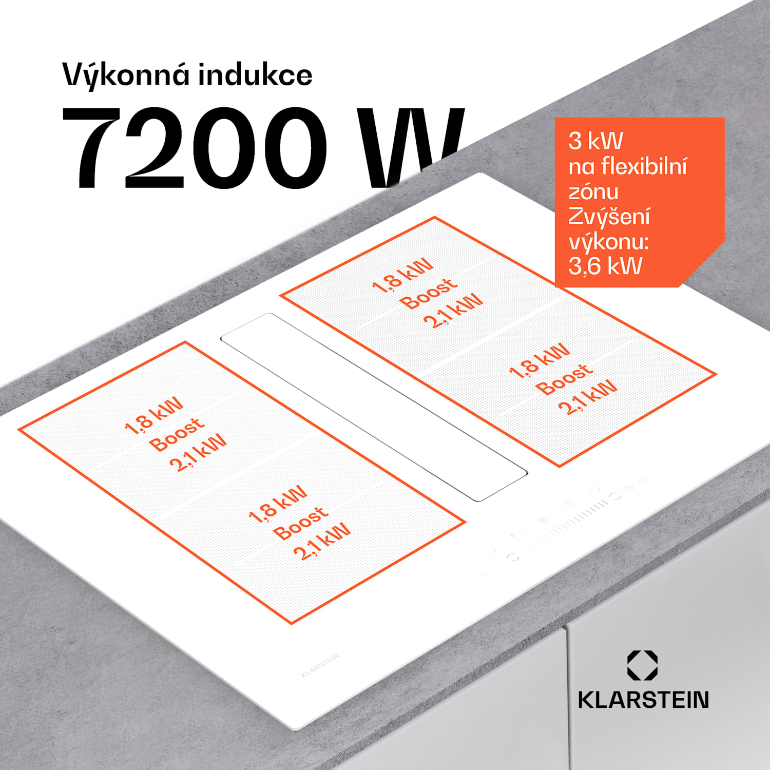 Chef-Fusion Down Air System, 2 v 1, indukční varná deska + digestoř, výkonná 72 cm | Bílá