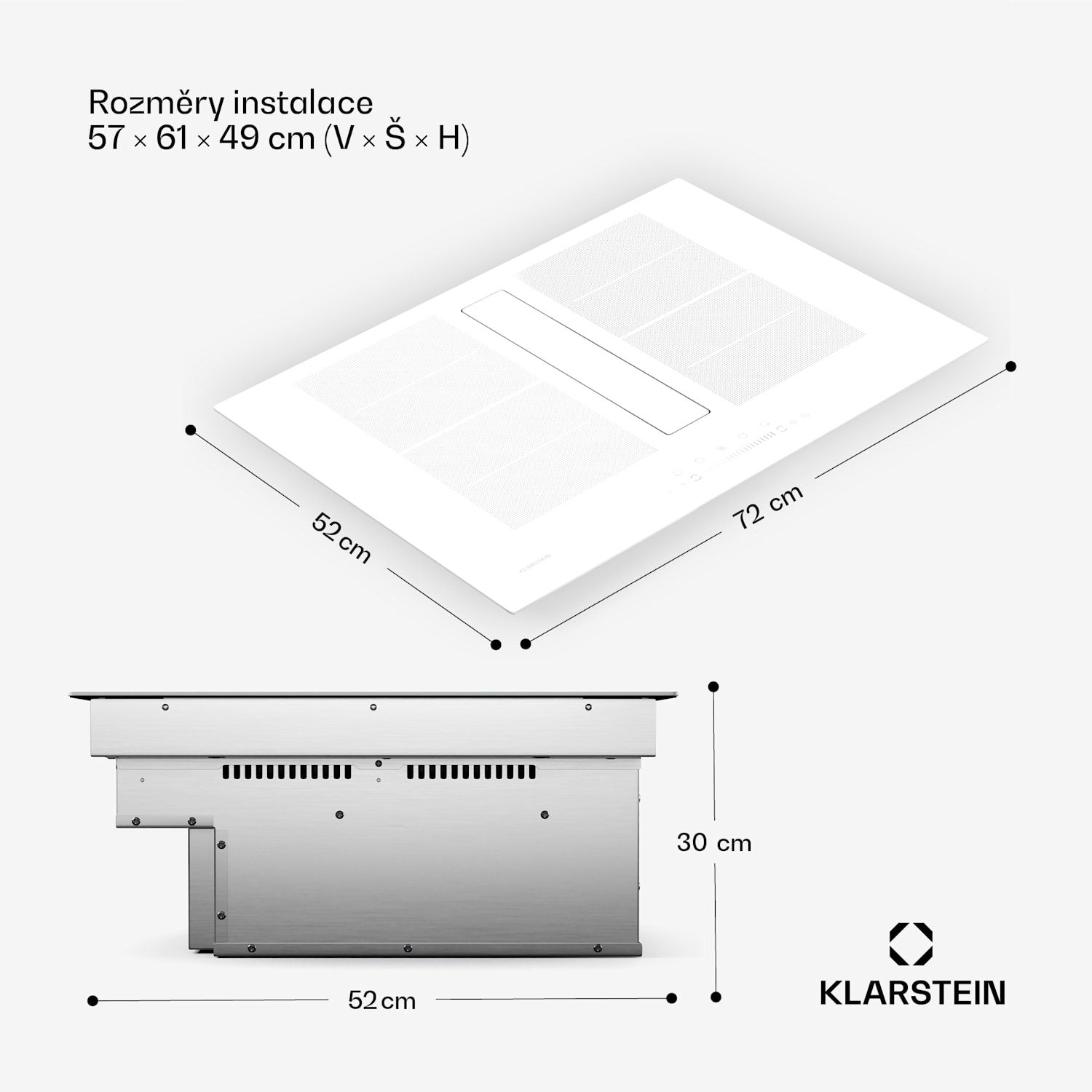 Chef-Fusion Down Air System, 2 v 1, indukční varná deska + digestoř, výkonná 72 cm | Bílá