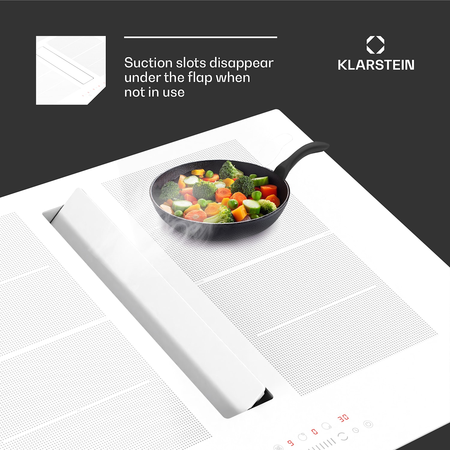 Chef-Fusion Down Air System | 2 in 1 | induktioliesi + liesituuletin | tehokas | 7200 W 72 cm | Valkoinen