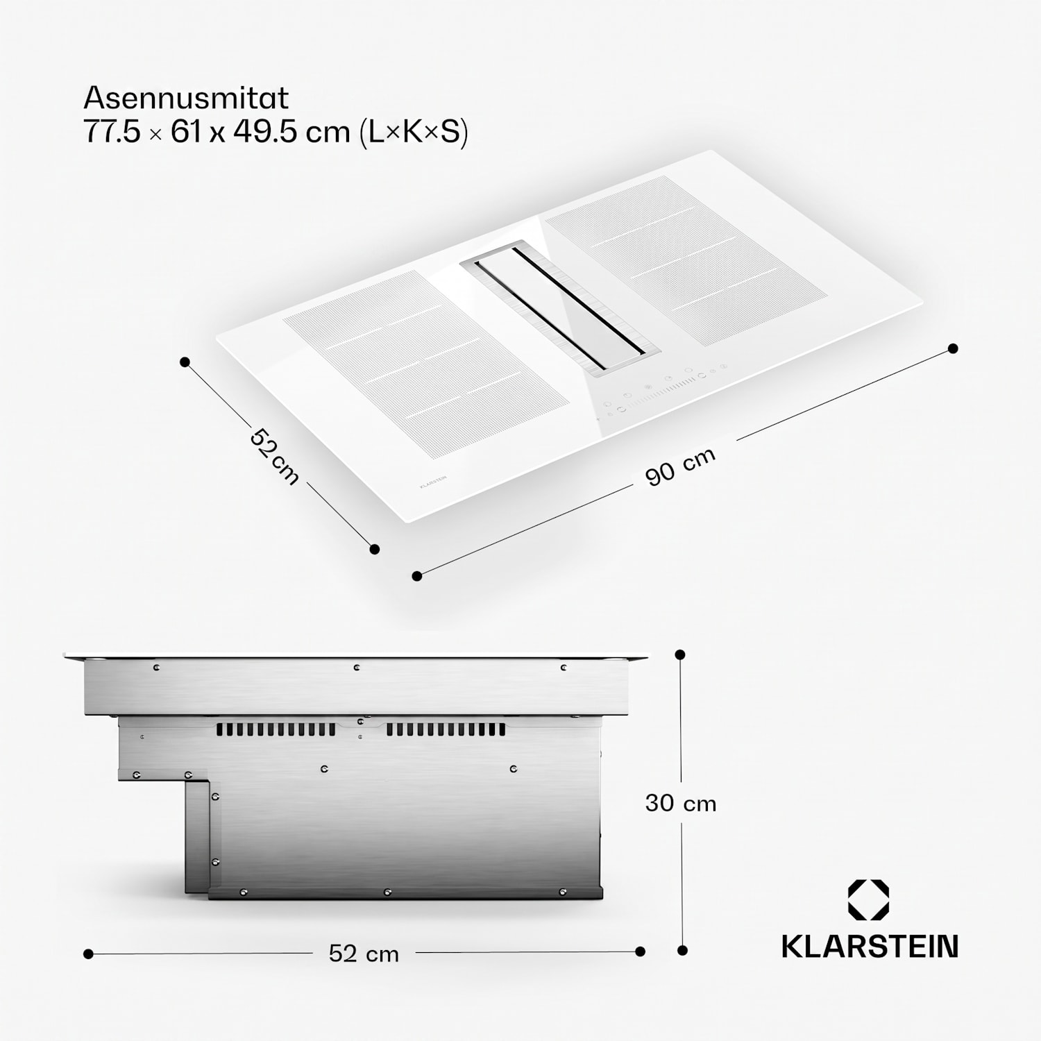 Chef-Fusion Down Air System | 2 in 1 | induktioliesi + liesituuletin | tehokas | 7200 W 90 cm | Valkoinen