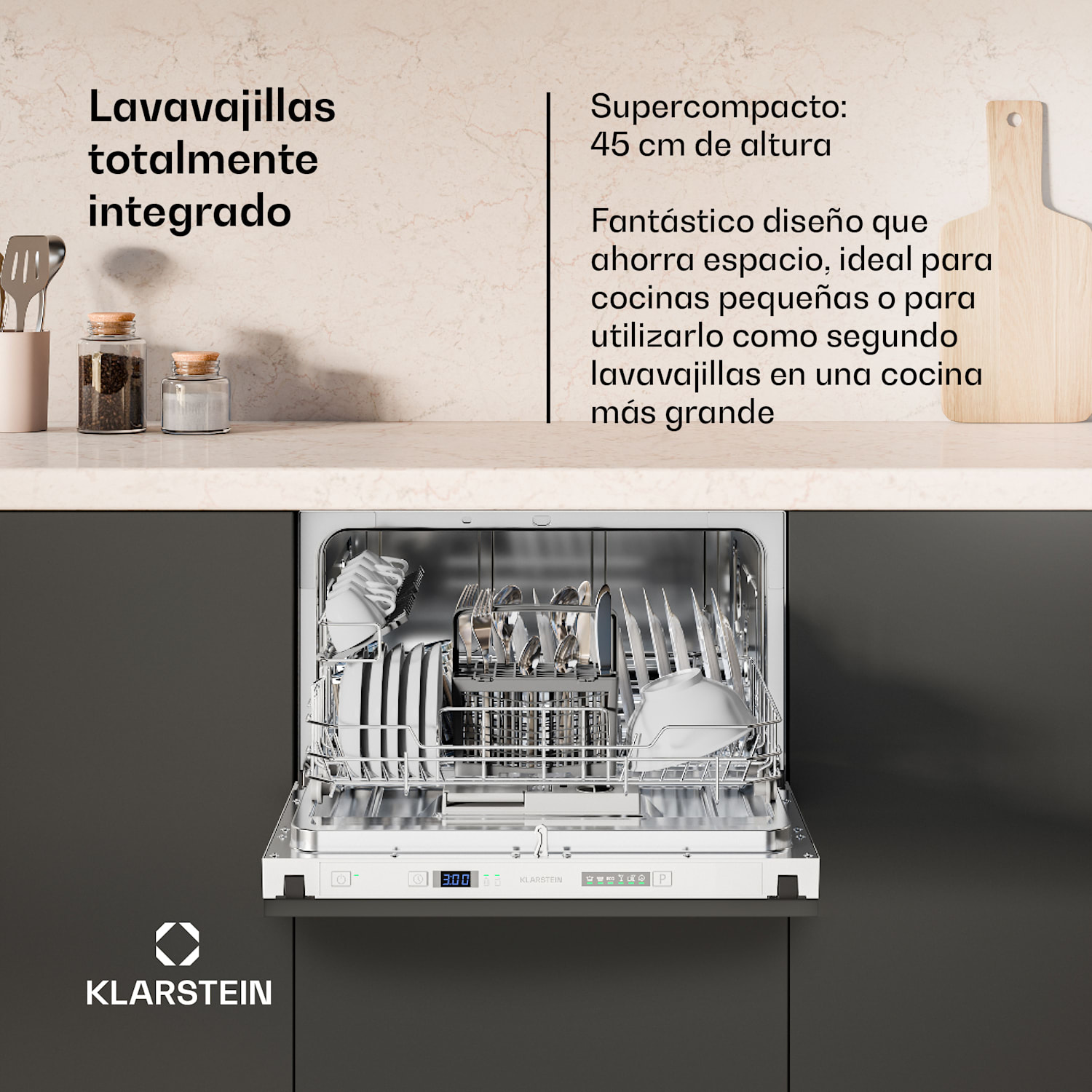 Lavavajillas integrable Havasia UV 6 Secret | compacto | 6 cubiertos | luz UV | 6 programas 