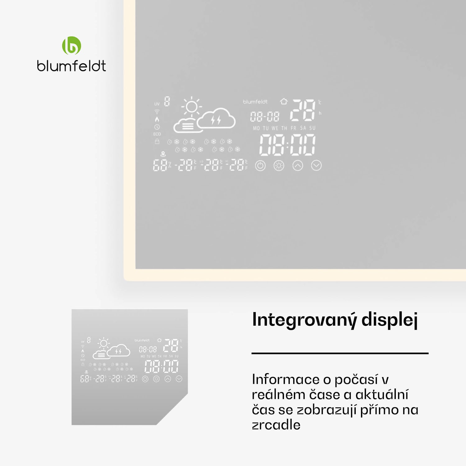 Infračervený ohřívač, Smart Mirror, Infračervené záření, 500 W, IP44 100 x 60 cm | 500 W