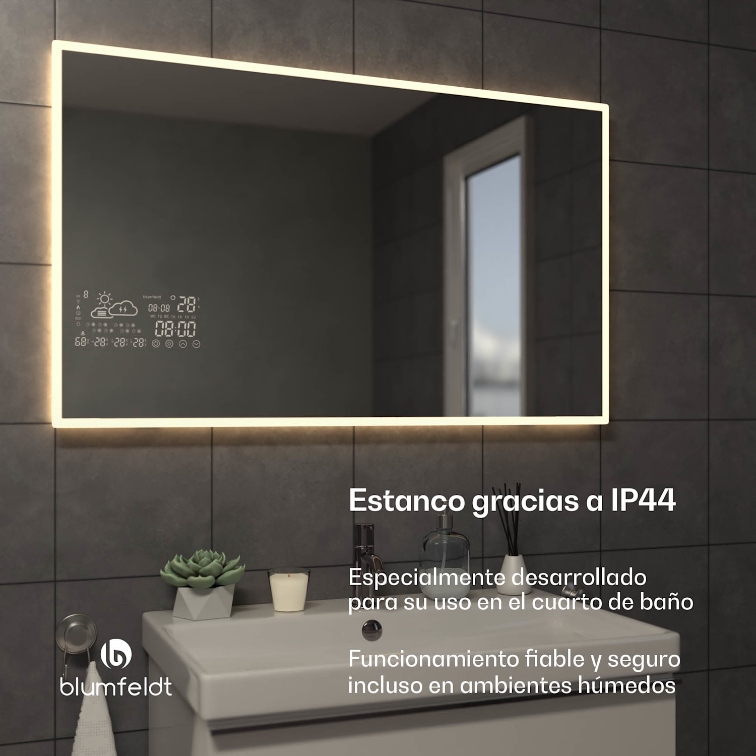 Calefactor Infrarrojo | Espejo Inteligente | Infrarrojo | 500 W | IP44 100 x 60 cm | 500 W